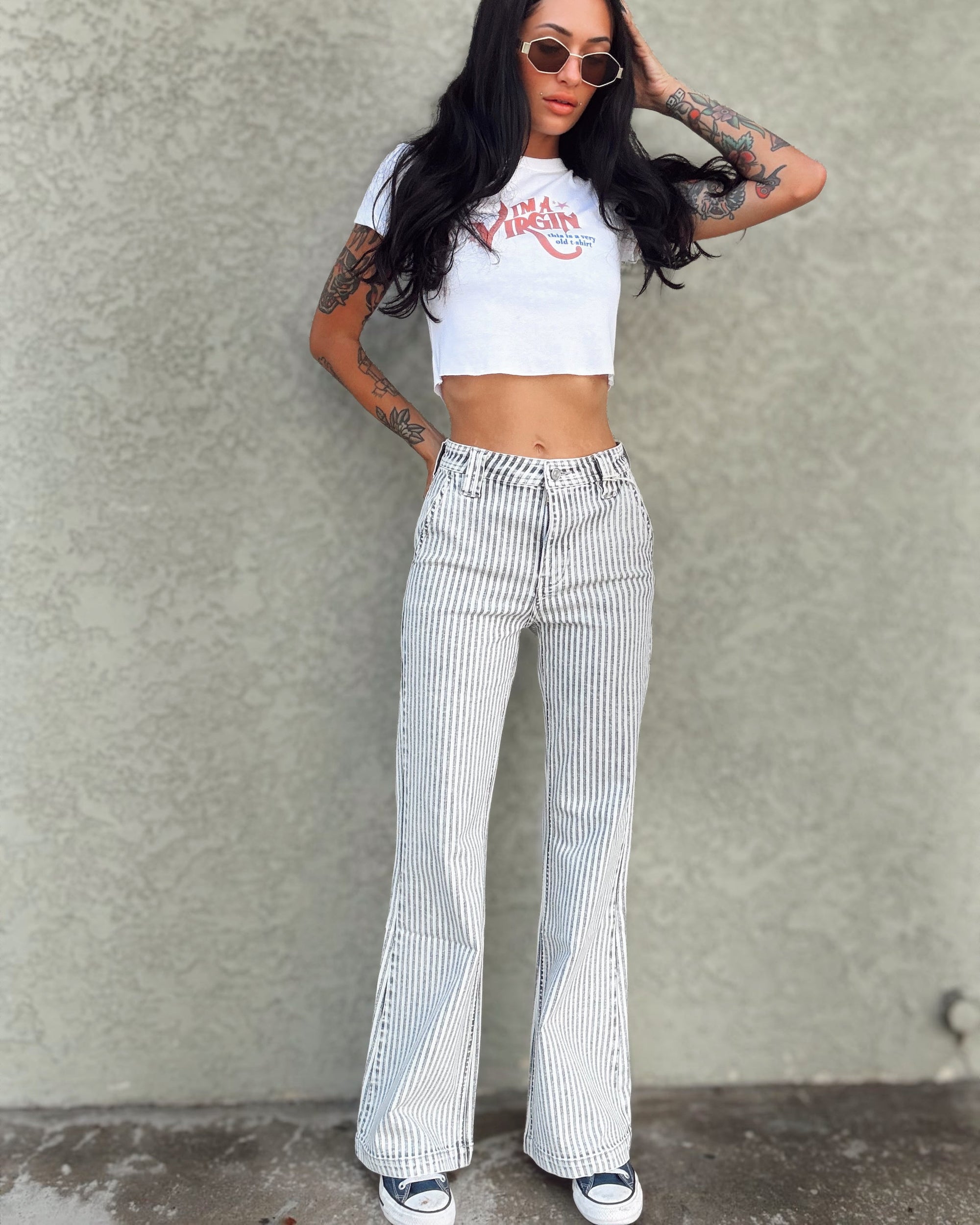 Stripe Flare Jeans