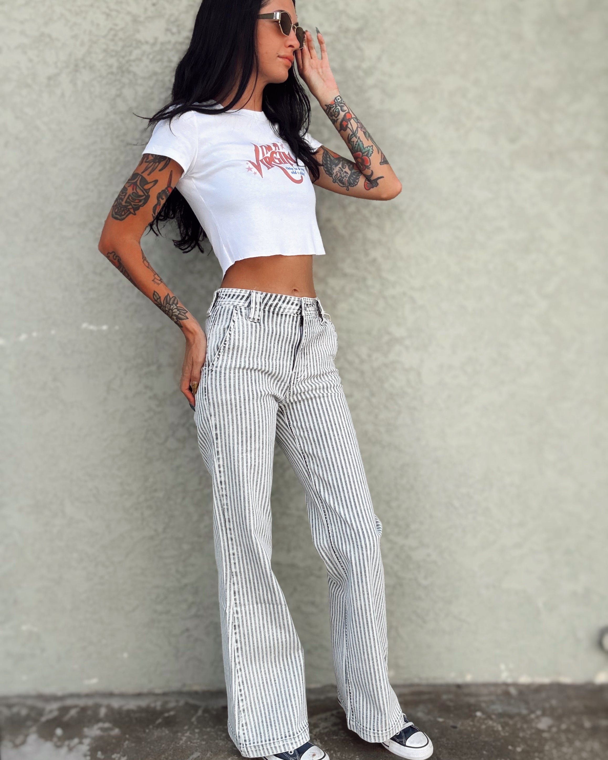 Stripe Flare Jeans