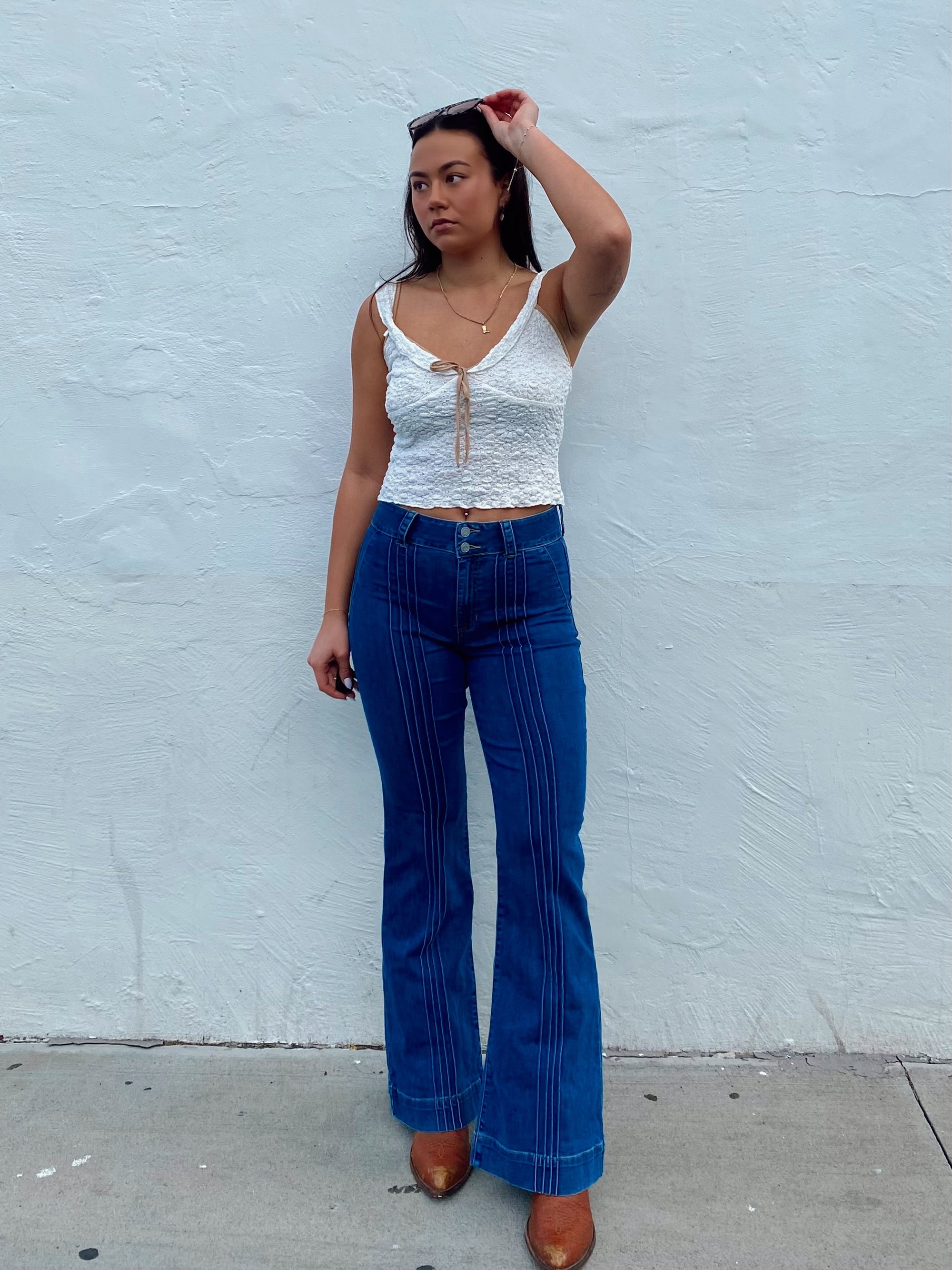 70s Pintuck Flare Jeans