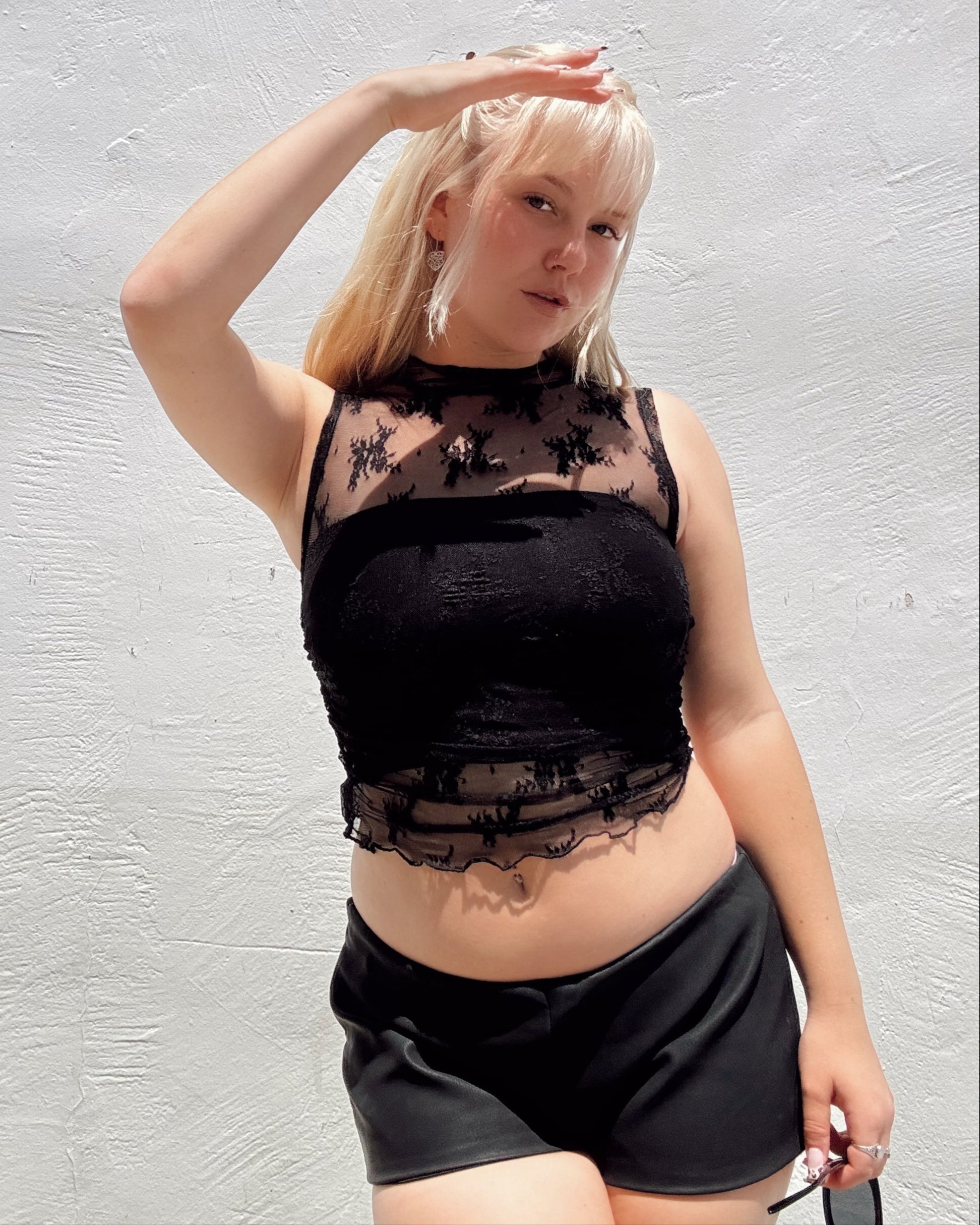 Lace Layering Tank - Black