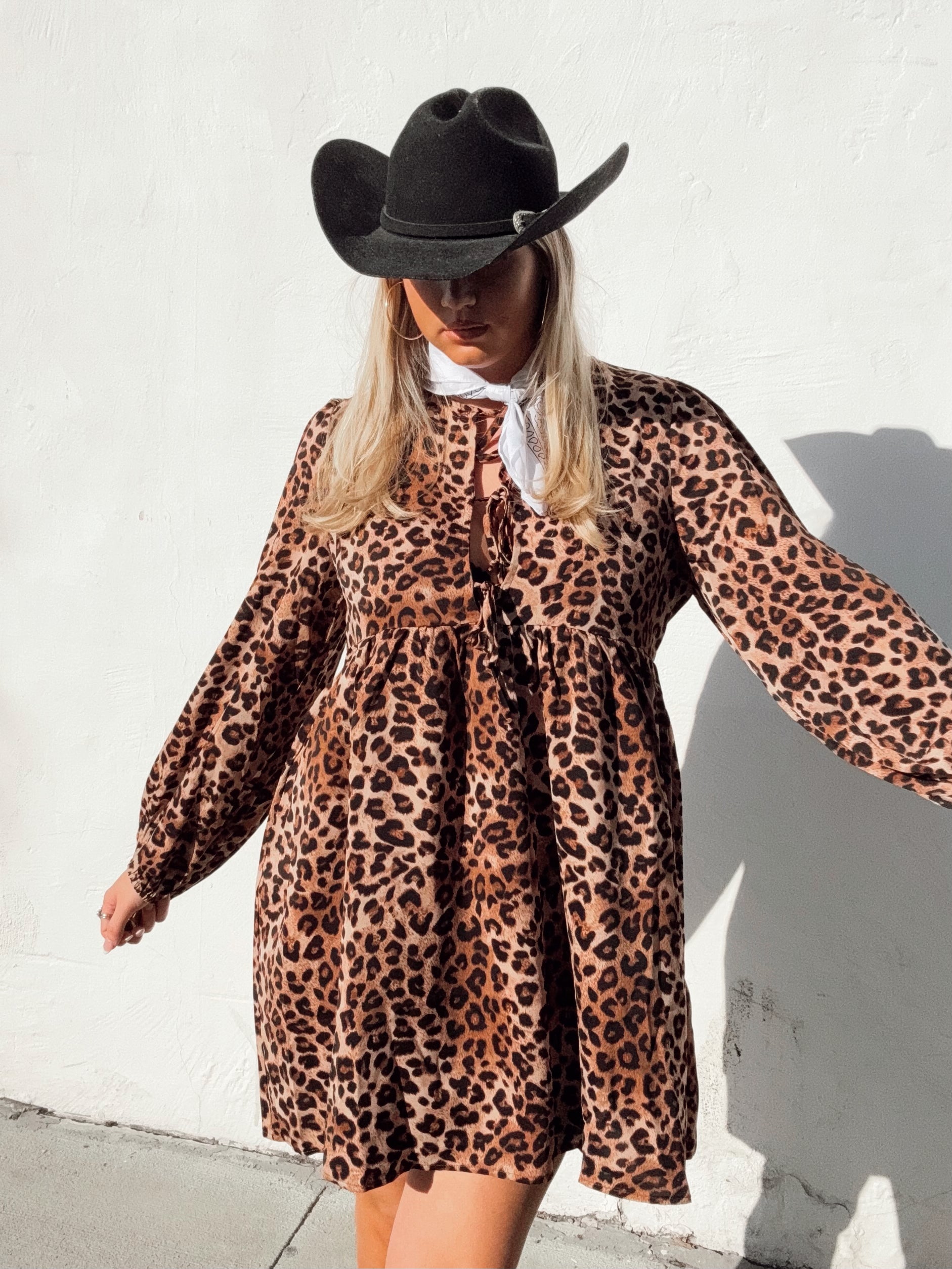 Balloon Sleeve Leopard Dress