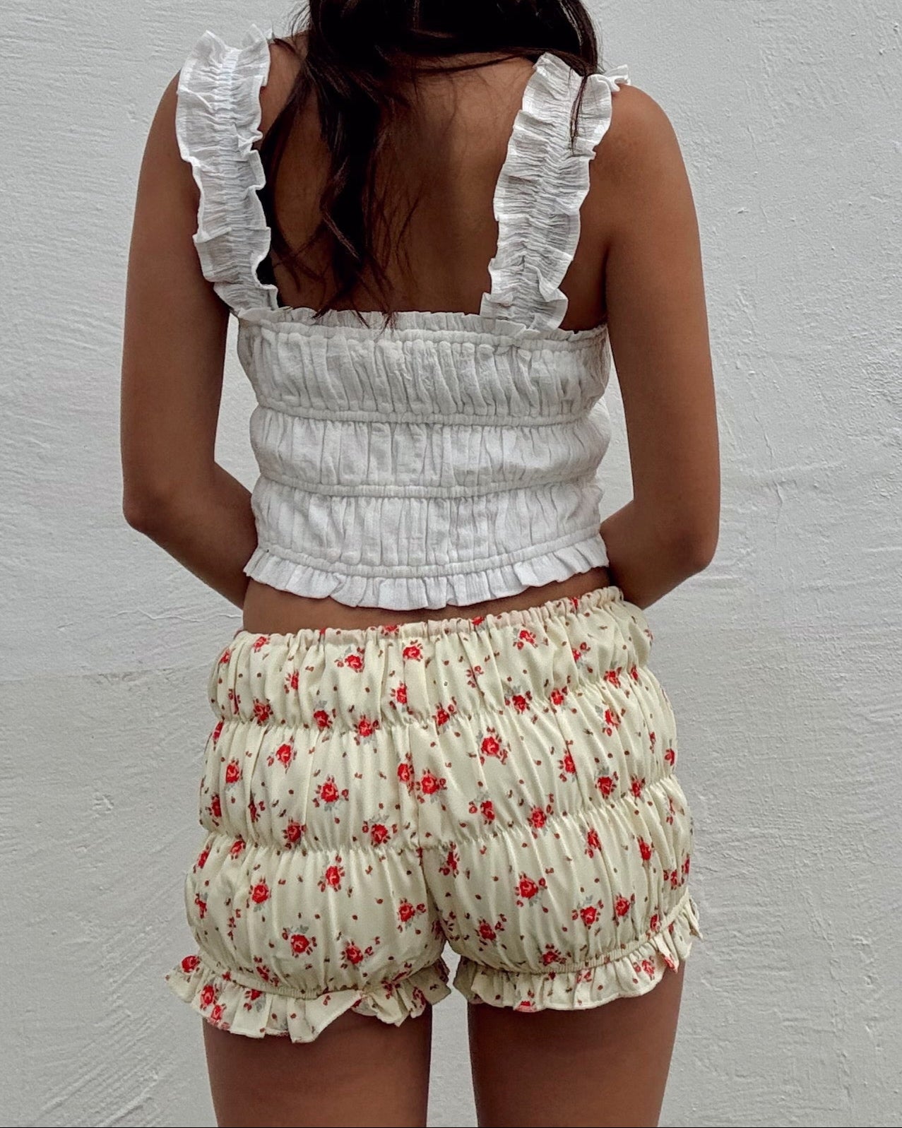 Rose Smocked Micro Shorts