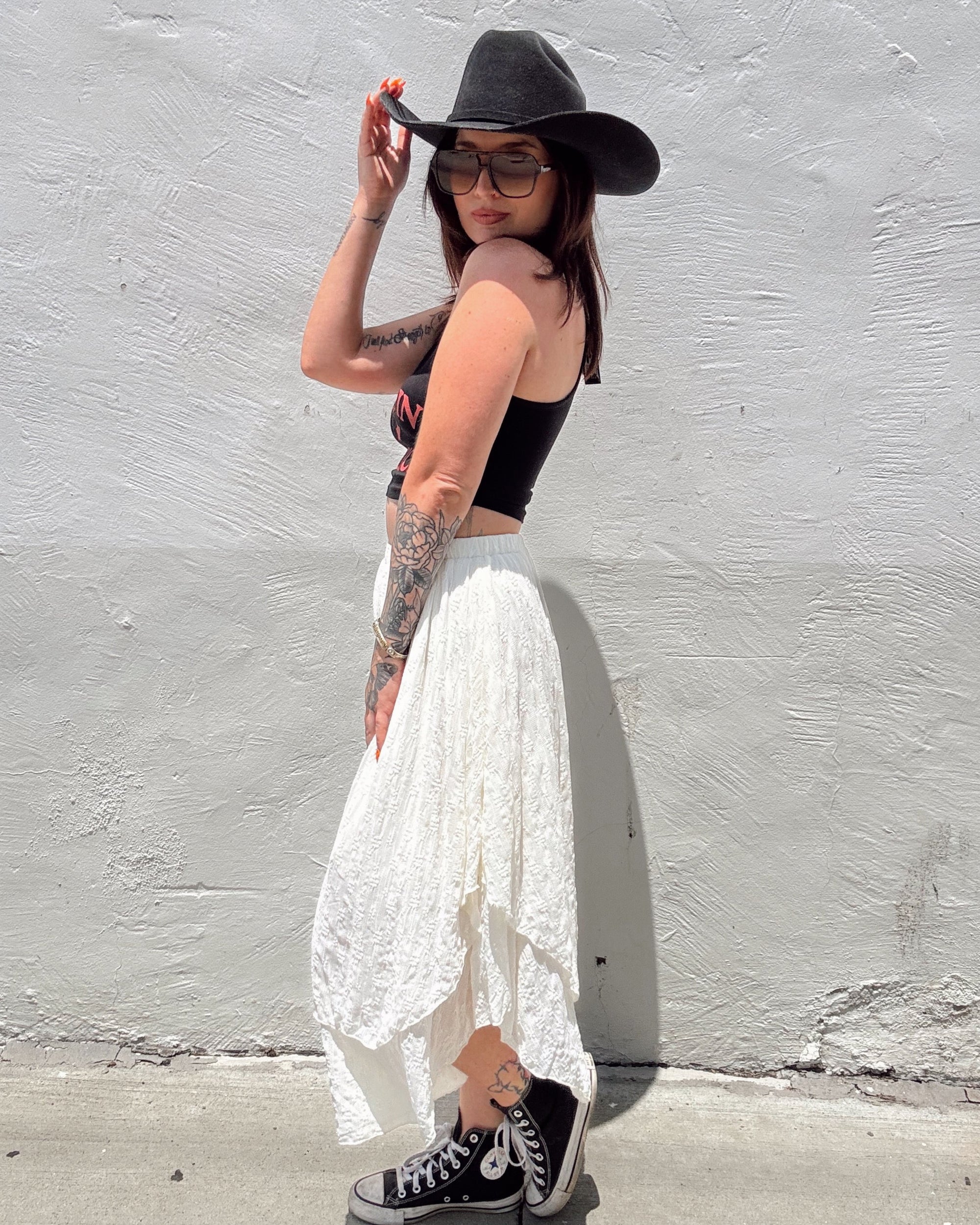 Lacey Maxi Skirt - Cream - Burnout
