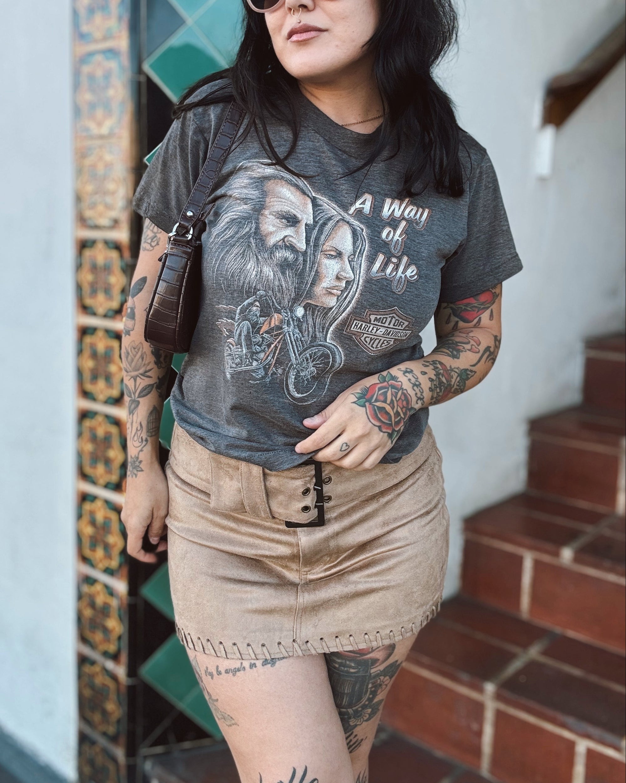 Suede Belted Mini Skirt