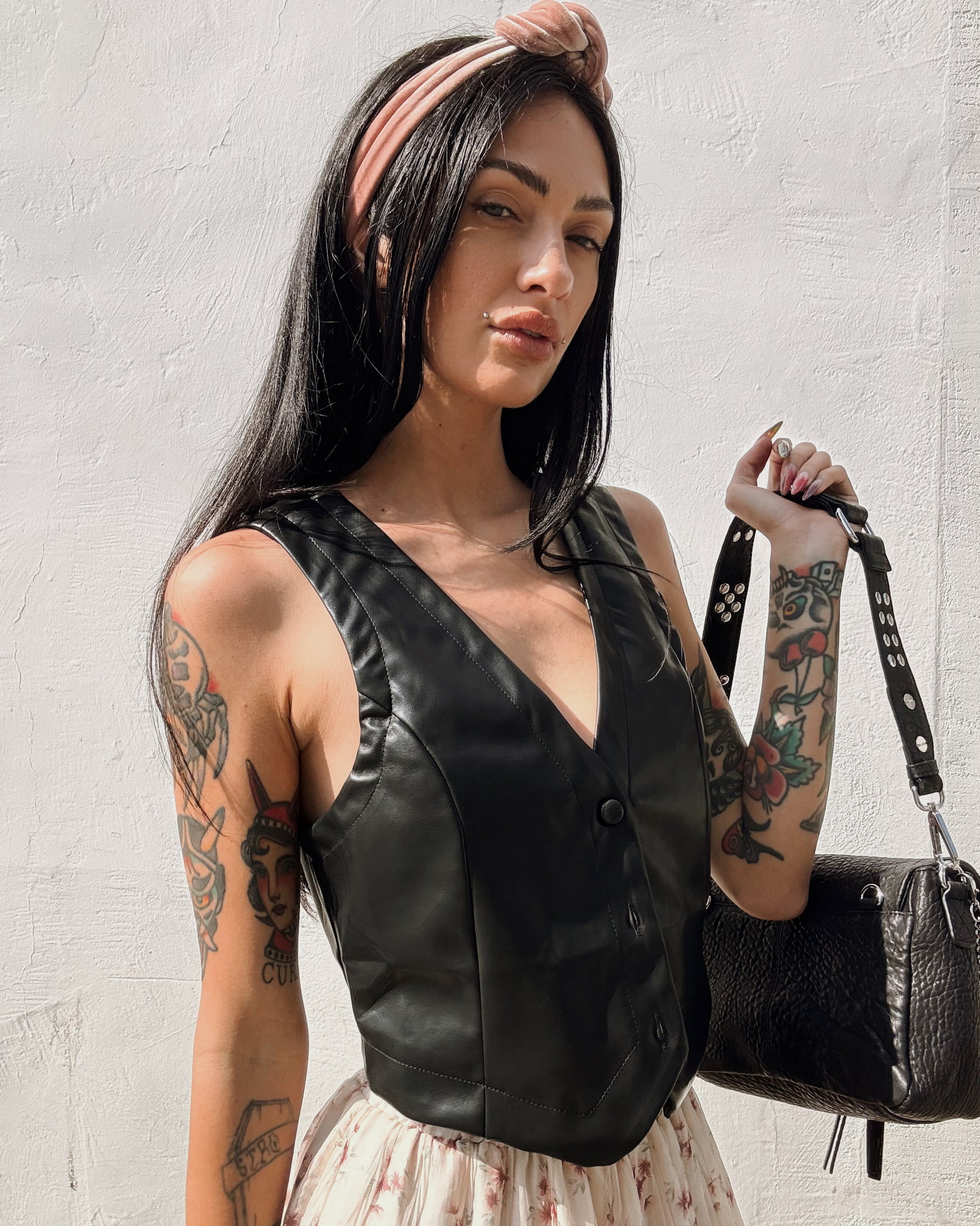 Leather Vest - Black