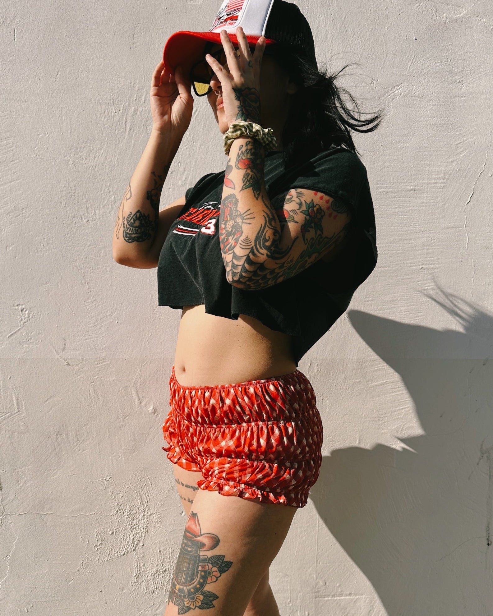 Gingham Bloomer Shorts - Red