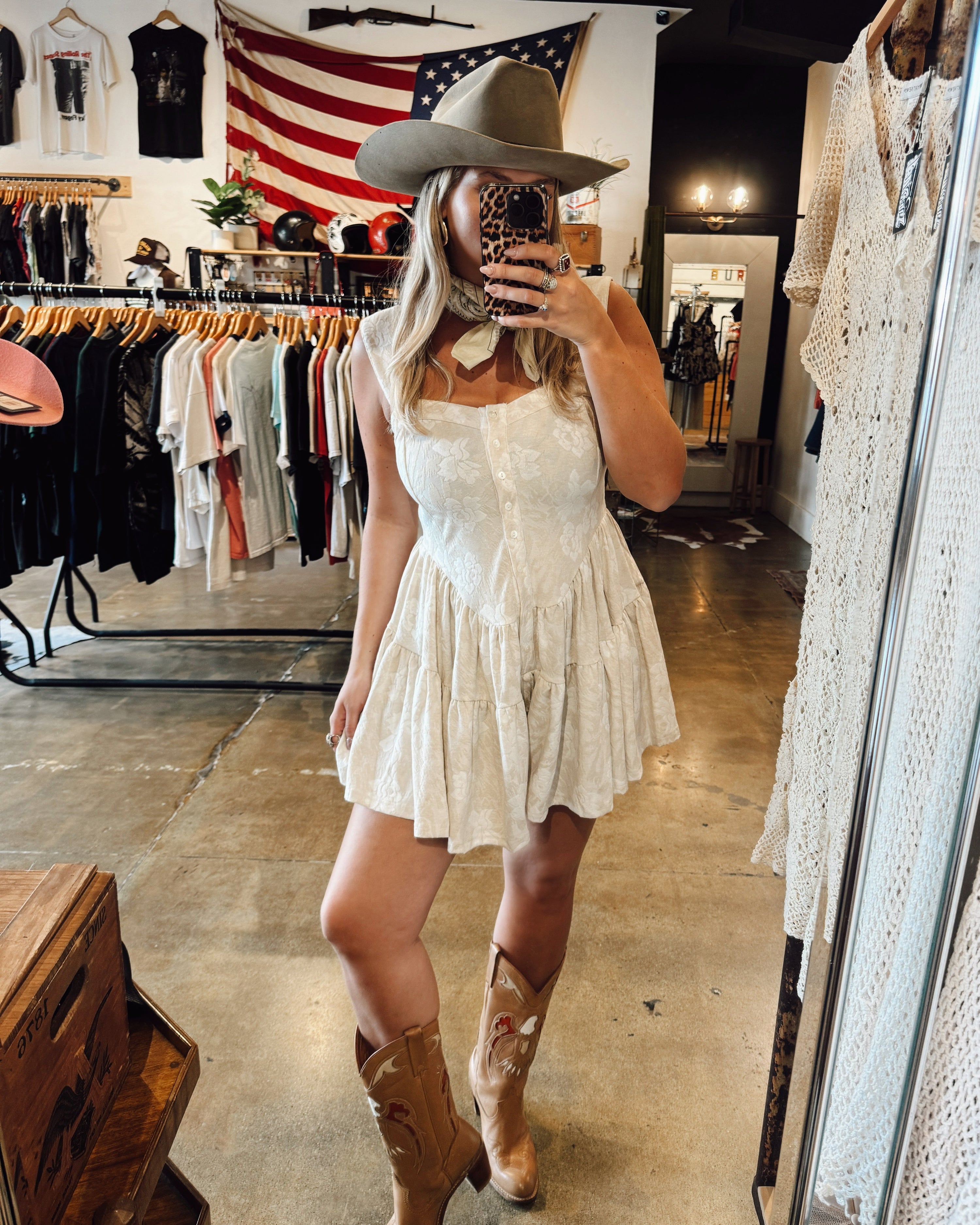 Cream Floral Romper Dress