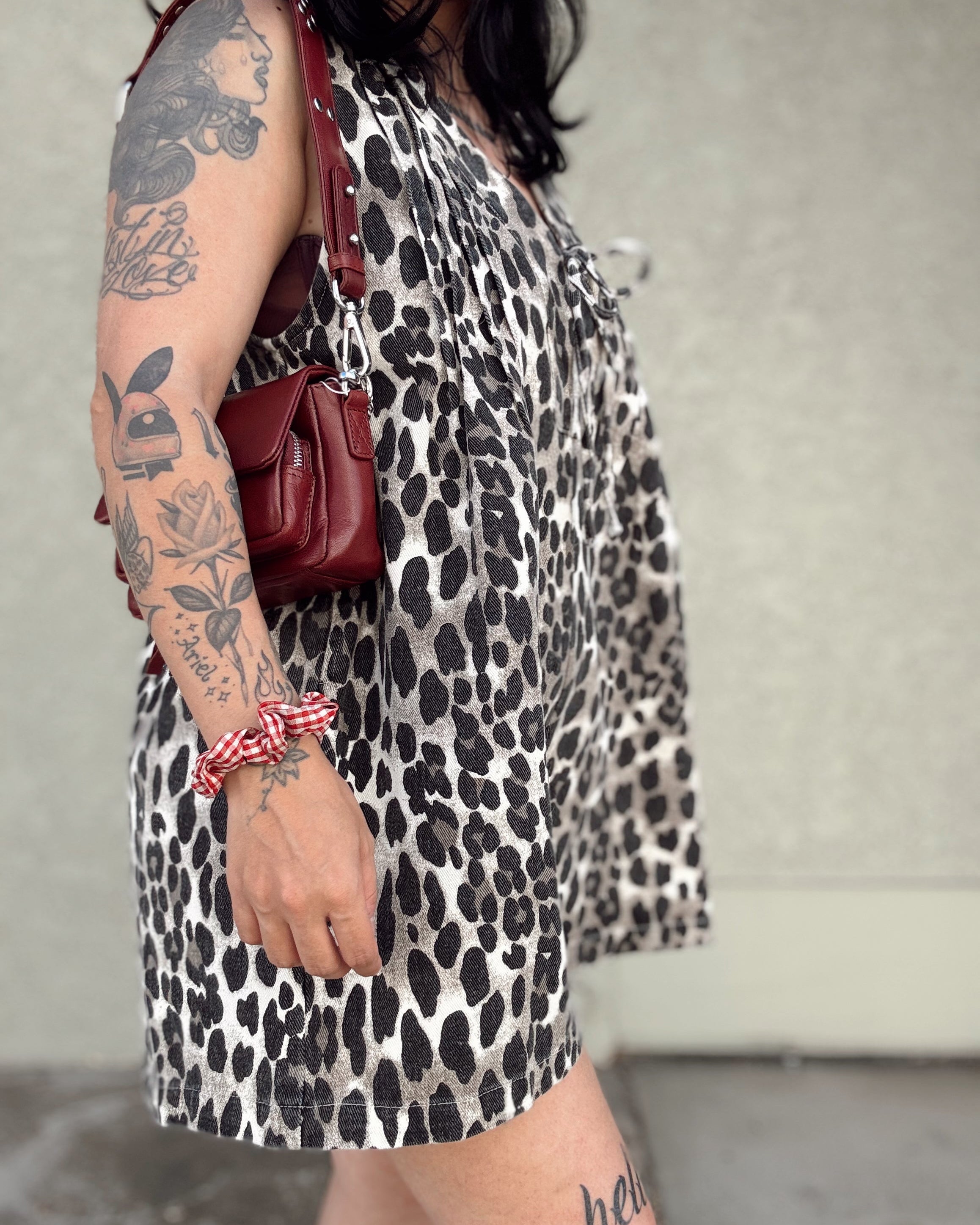 Leopard Denim Romper