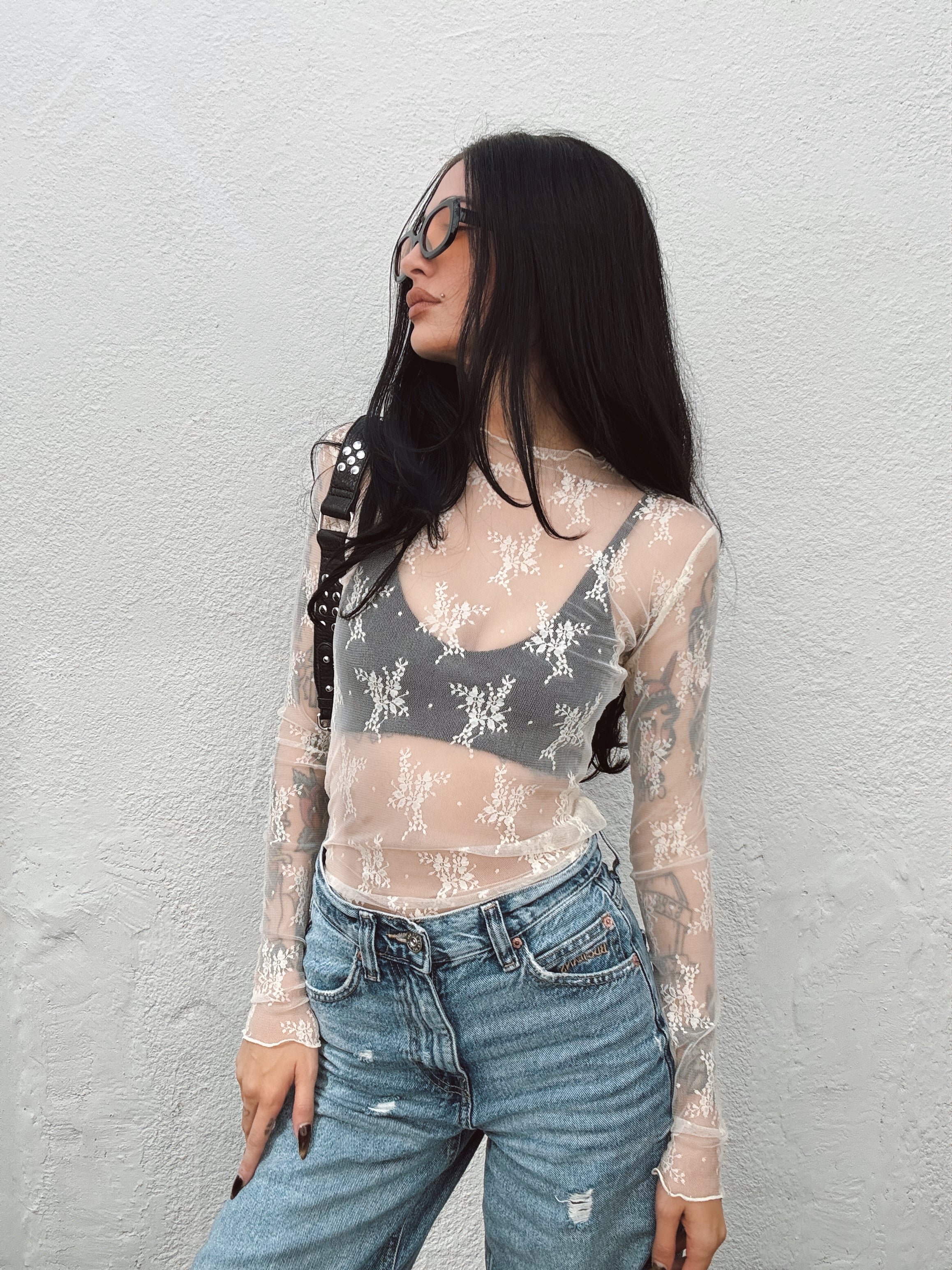 Lace Layering Long Sleeve - Cream