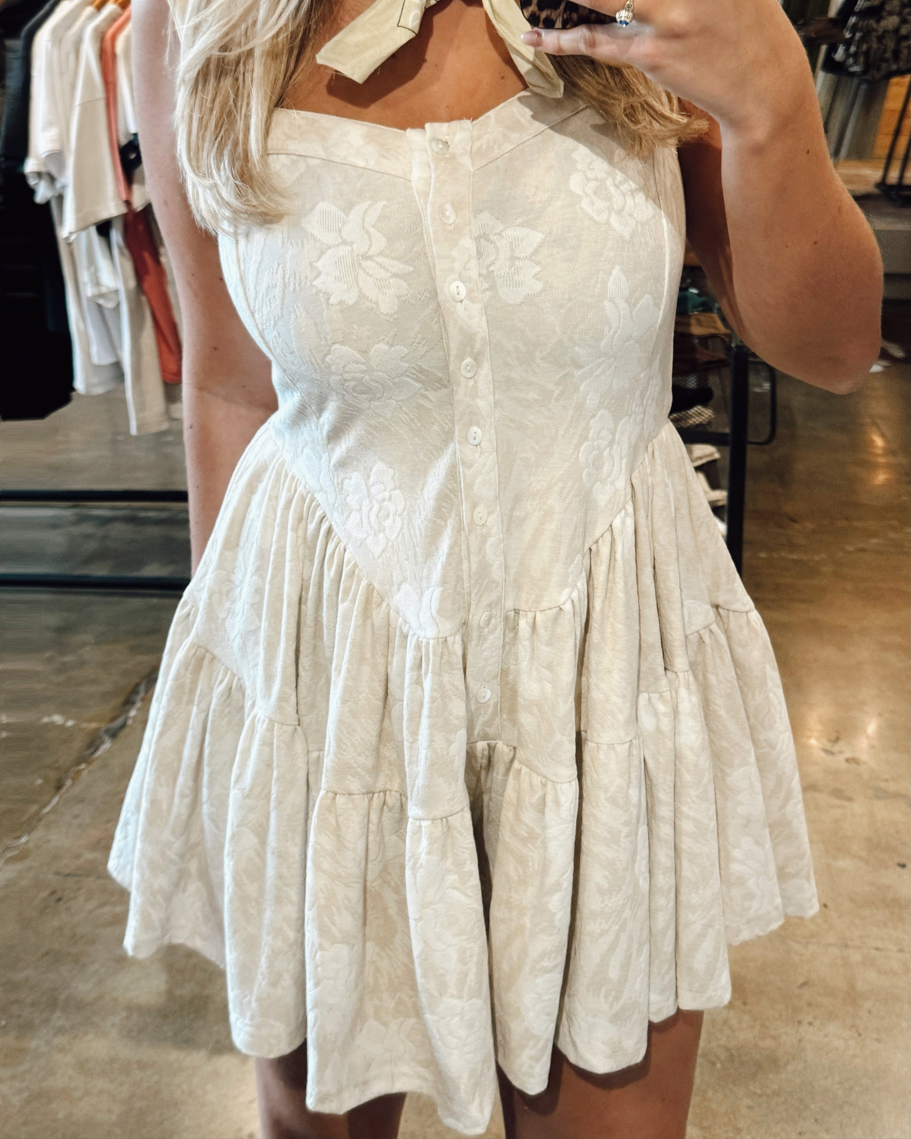 Cream Floral Romper Dress
