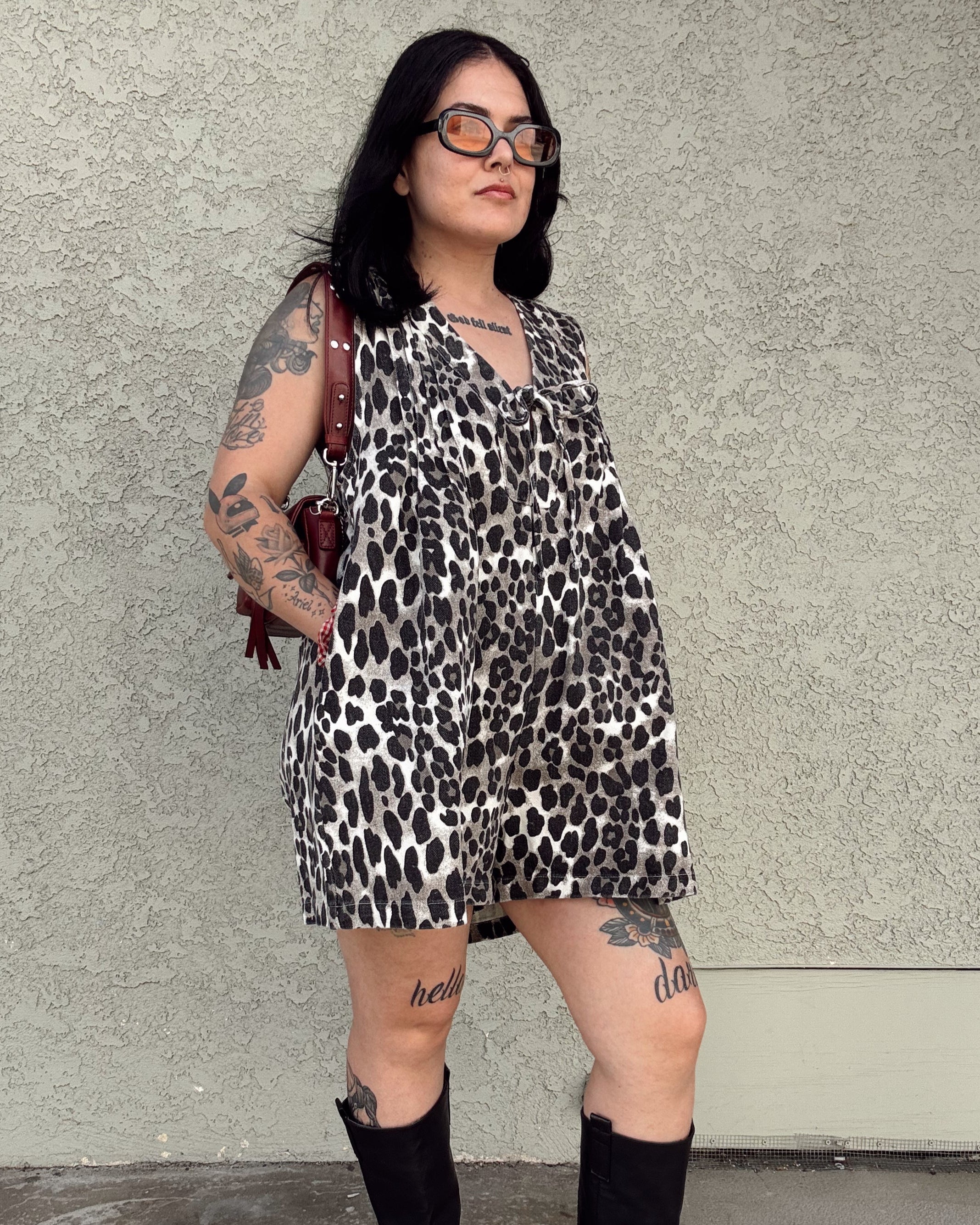 Leopard Denim Romper