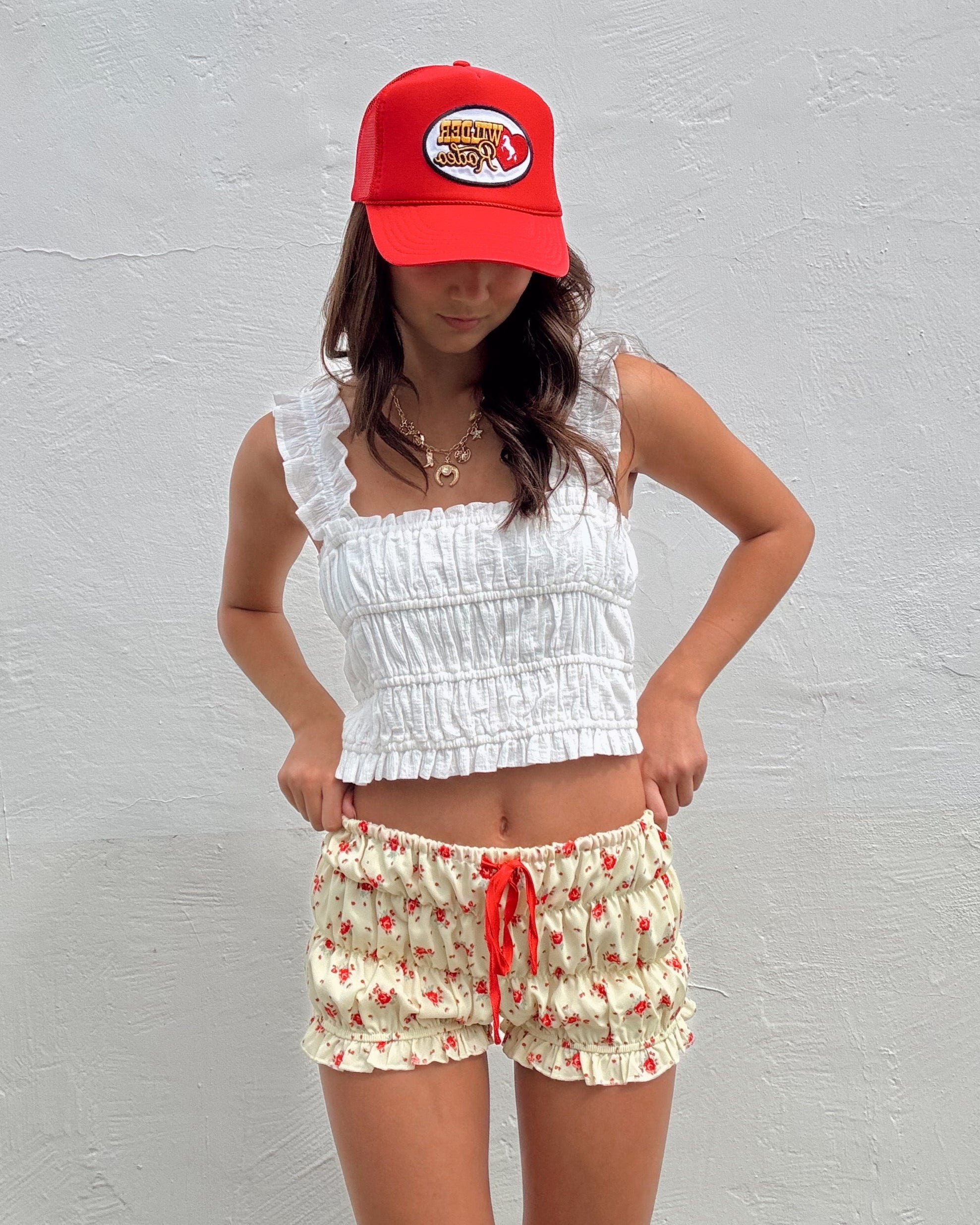 Rose Smocked Micro Shorts
