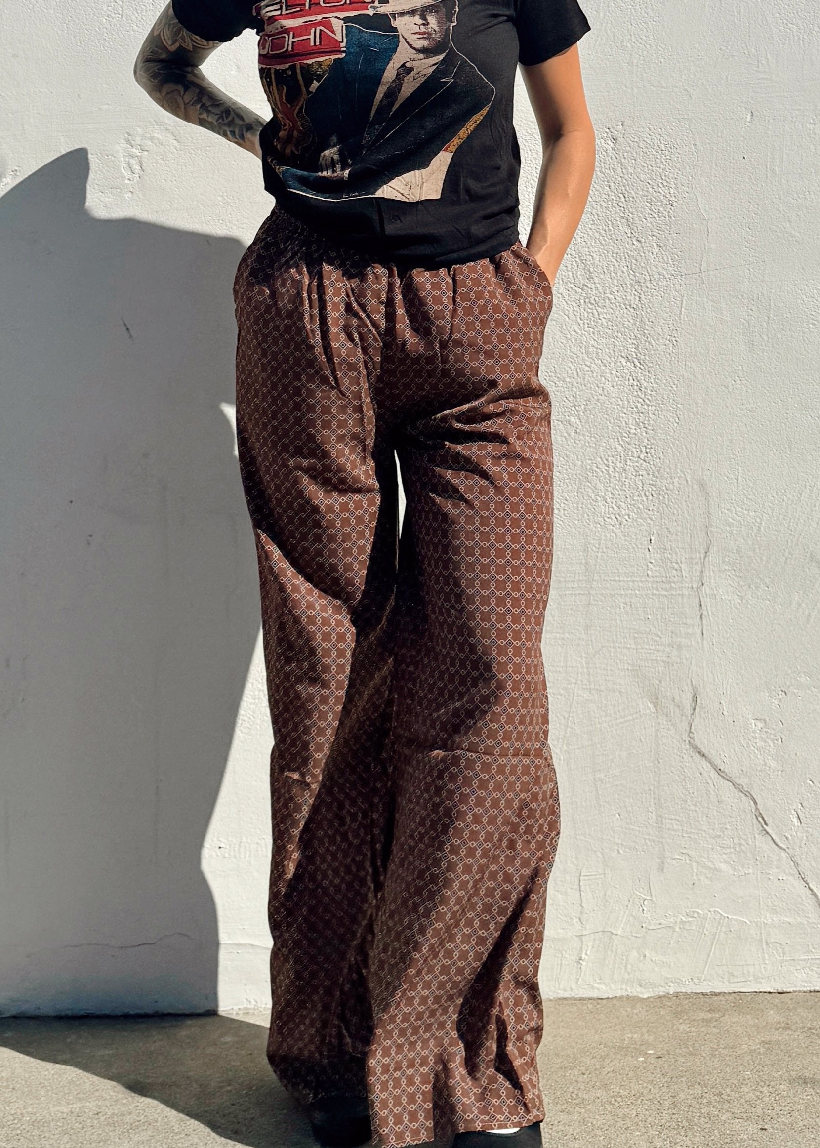 Retro Wide Leg Pants - Coffee