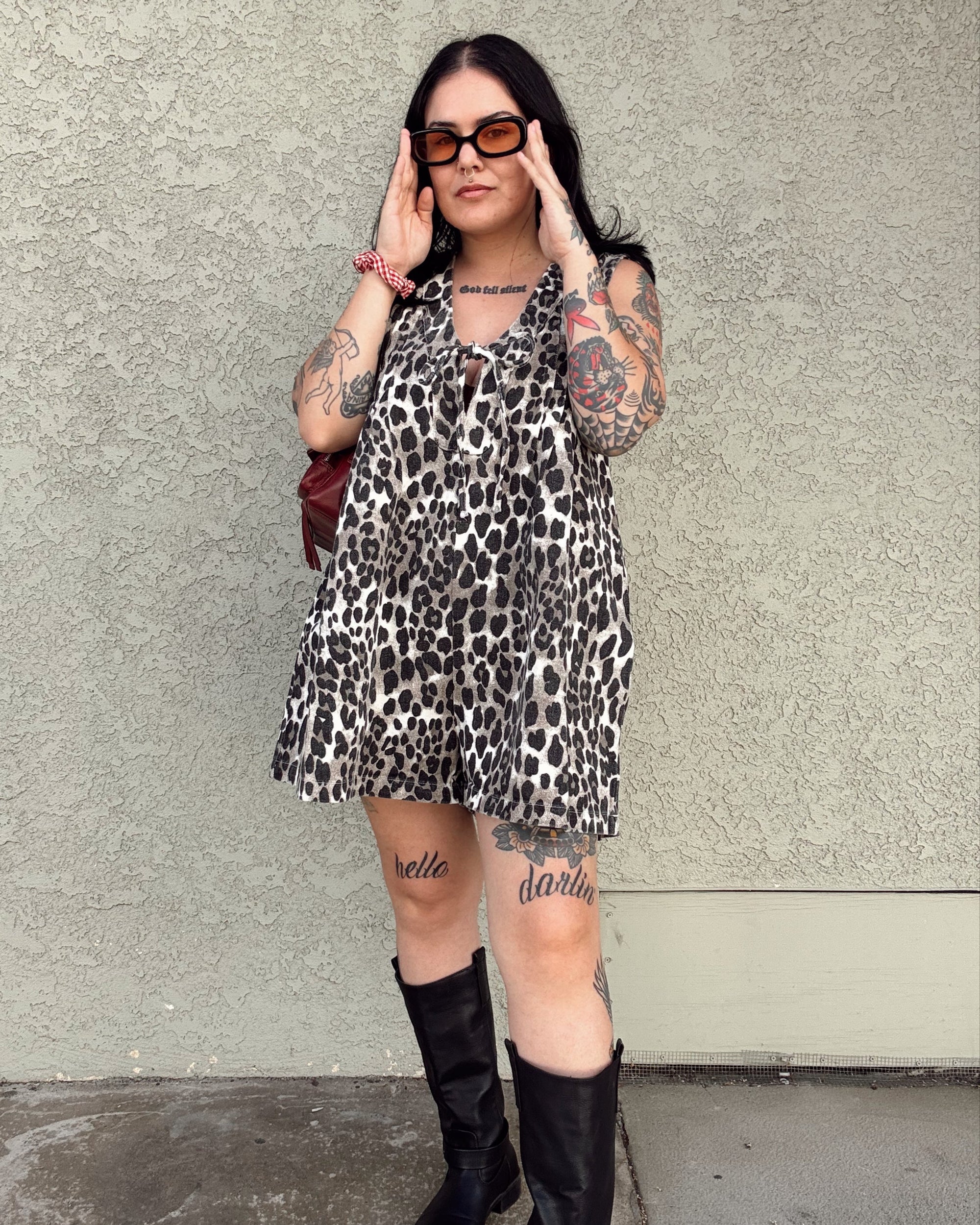 Leopard Denim Romper