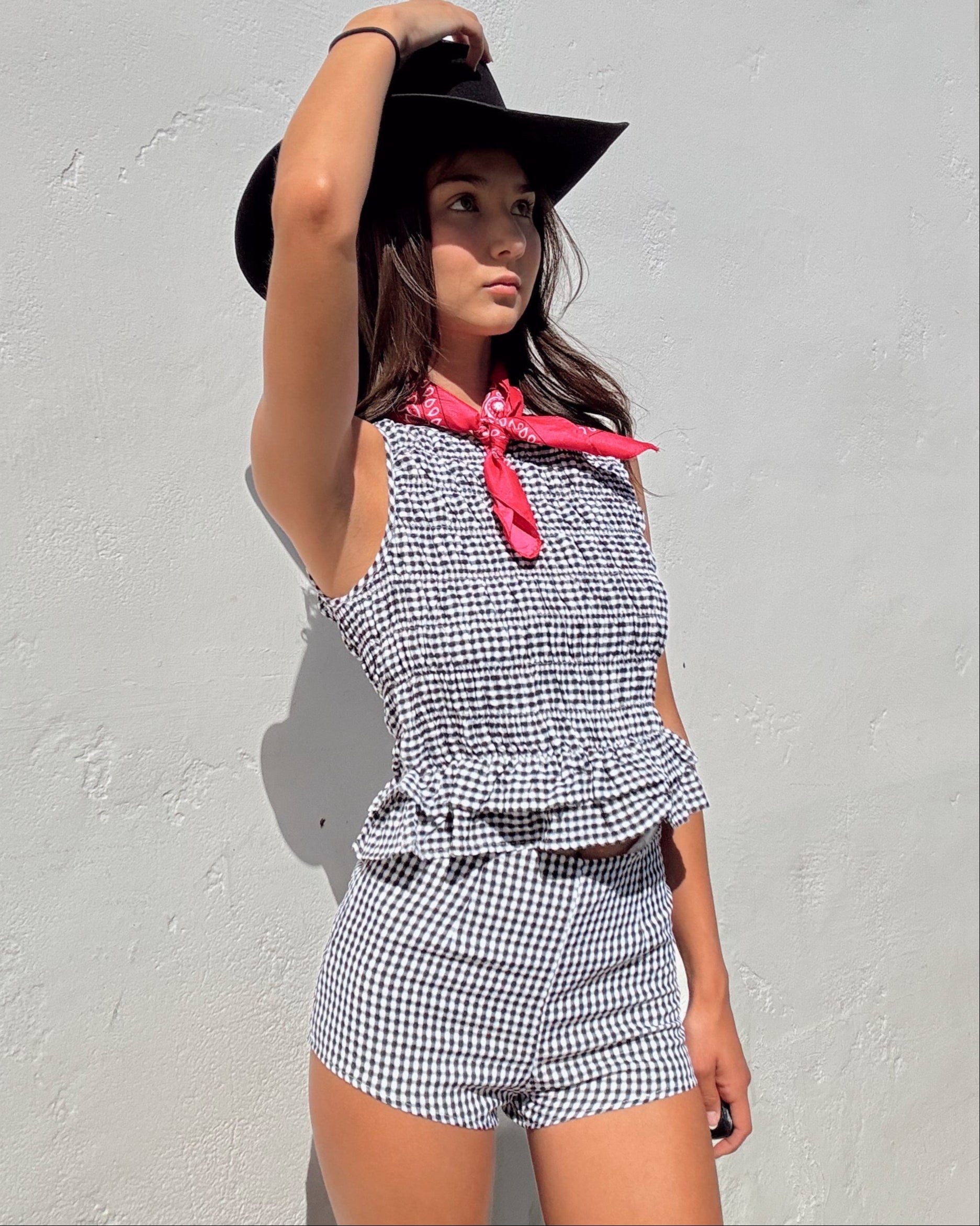 Gingham Two Piece Set - Black