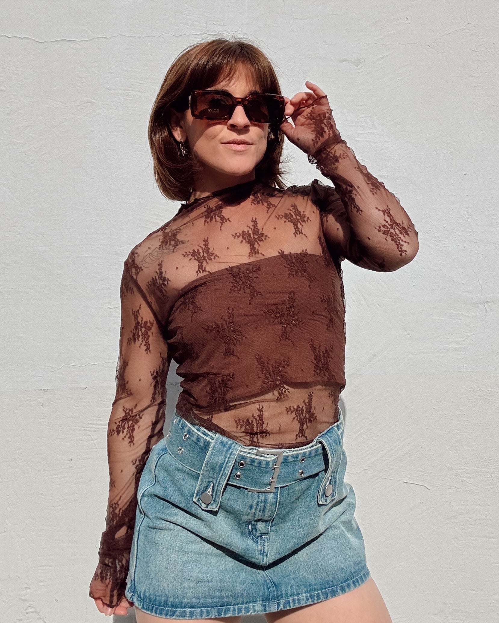 Lace Layering Long Sleeve - Mocha