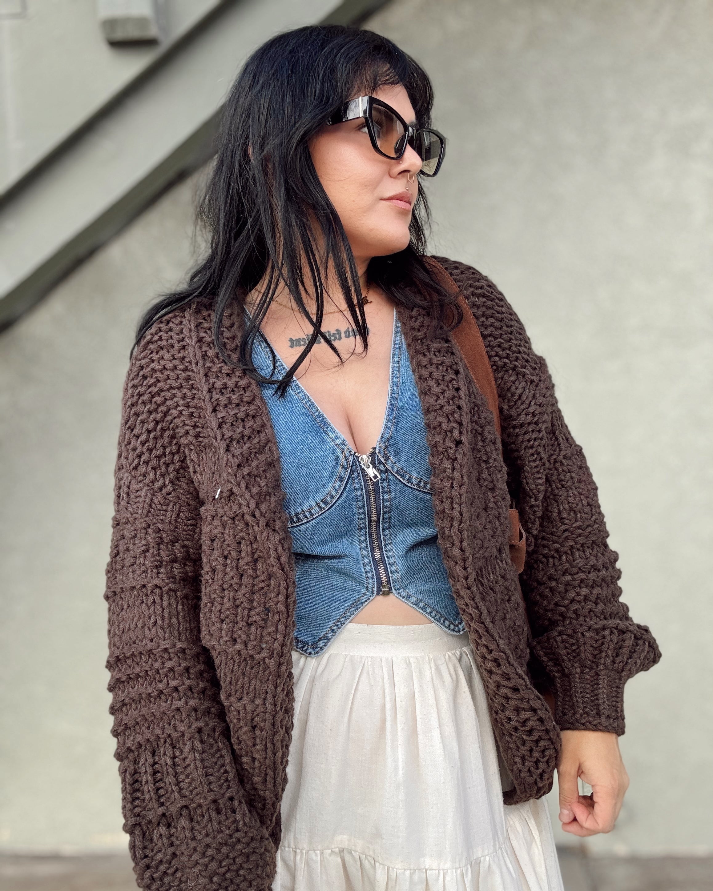 Chunky Knit Cardigan - Mocha