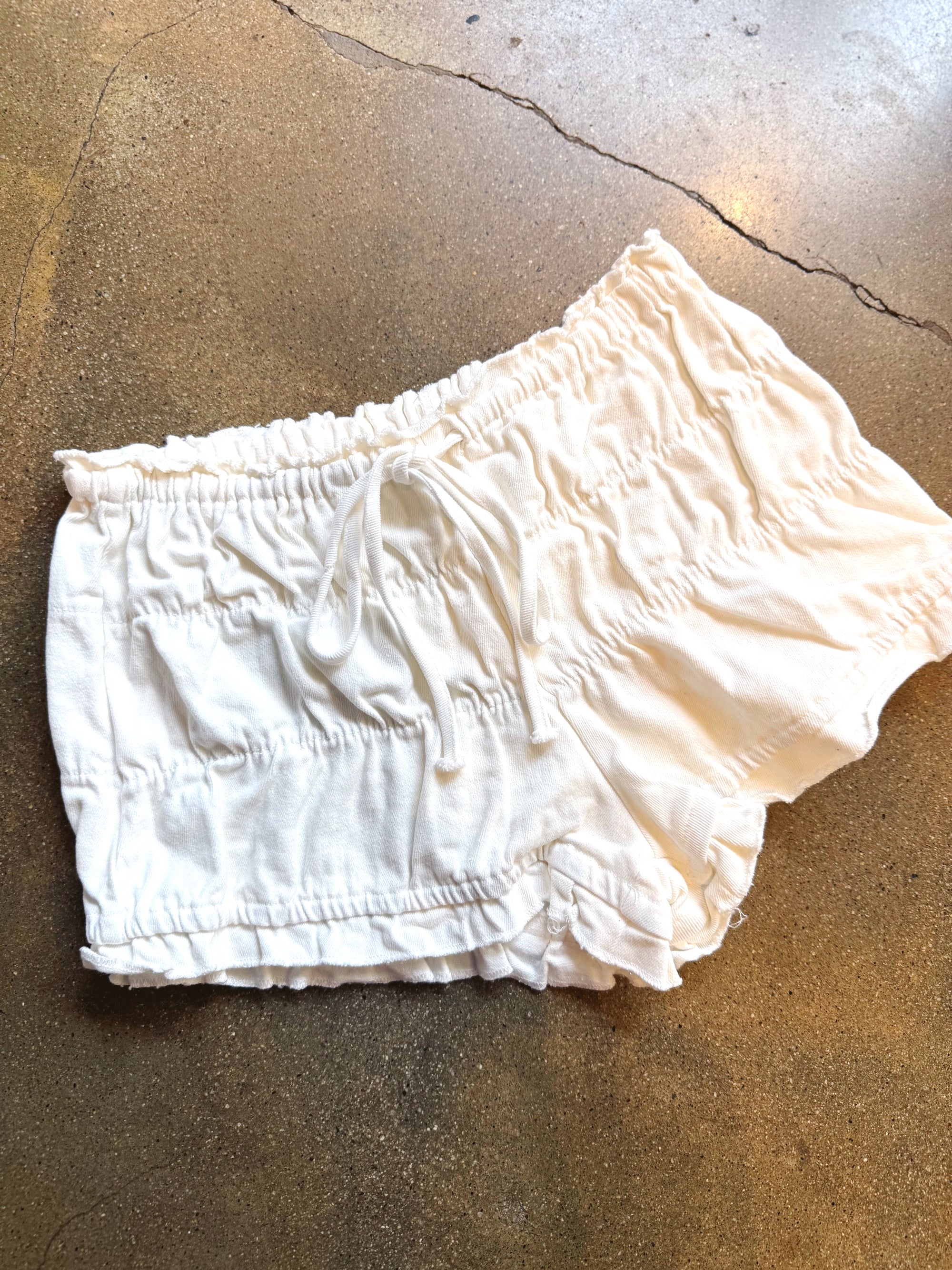 Denim Bloomer Shorts - White