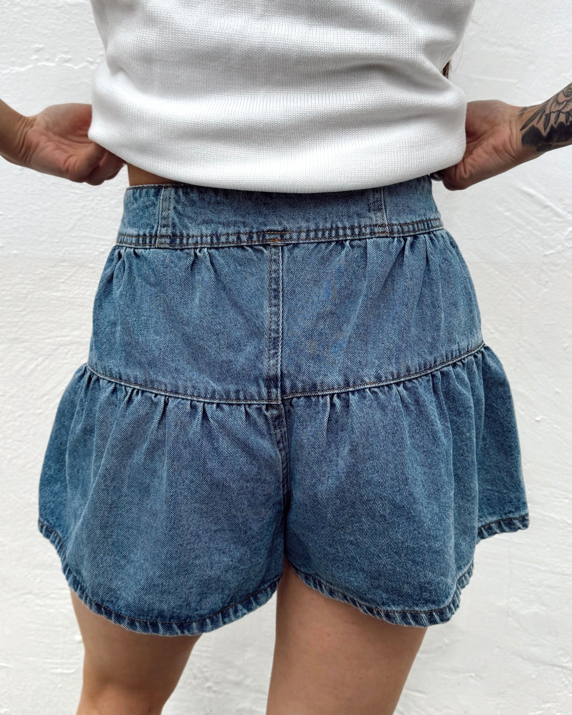 Denim Tiered Shorts