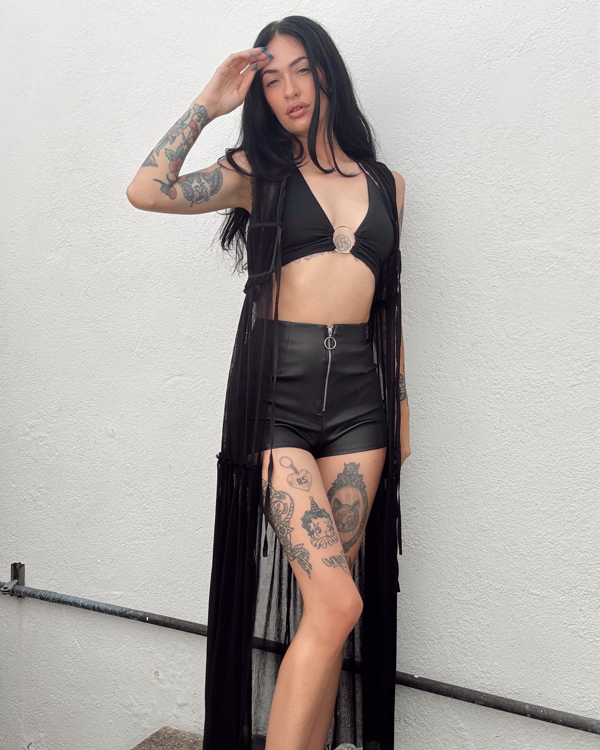 Sheer Layering Maxi Top - Black