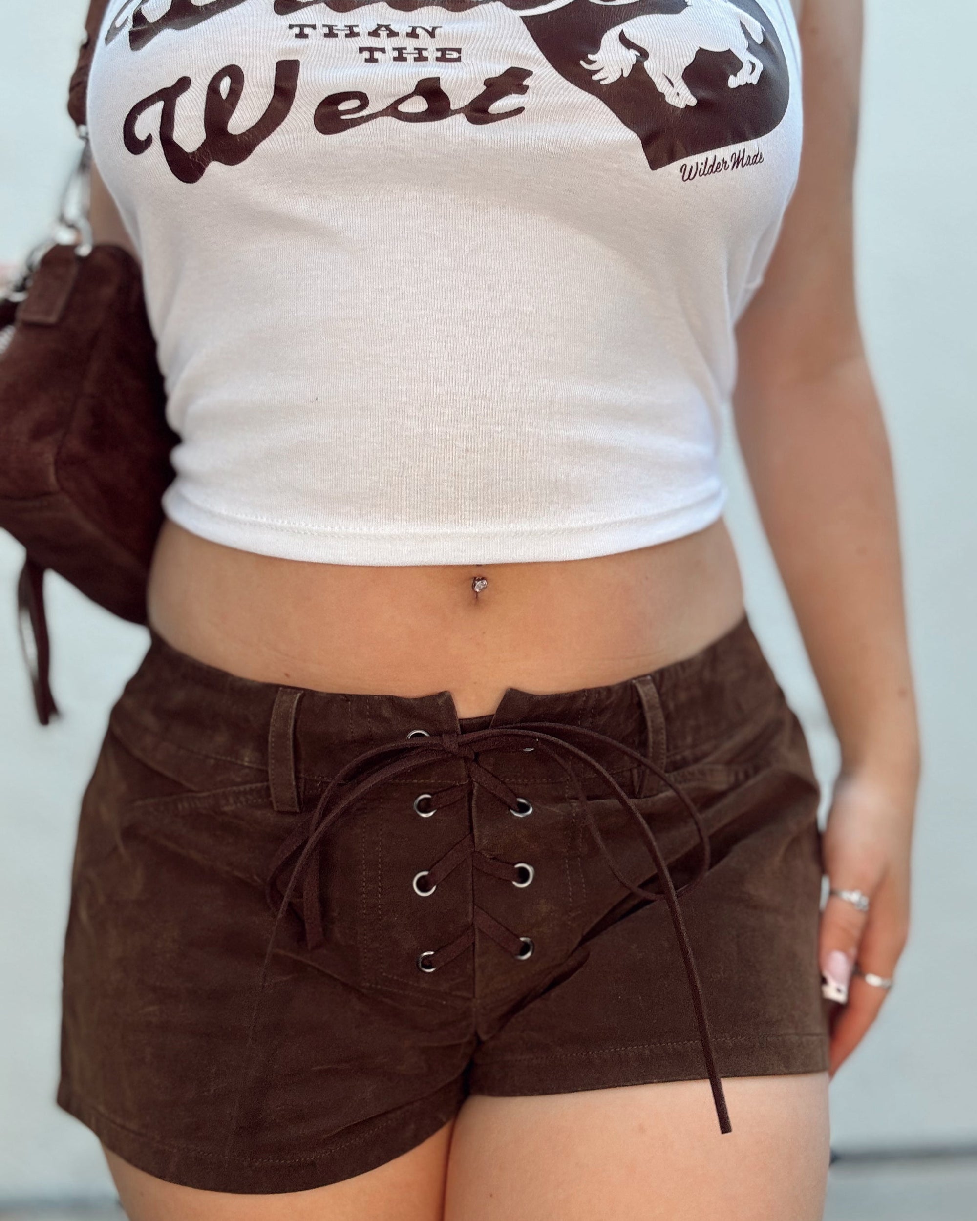 Suede Lace up Shorts
