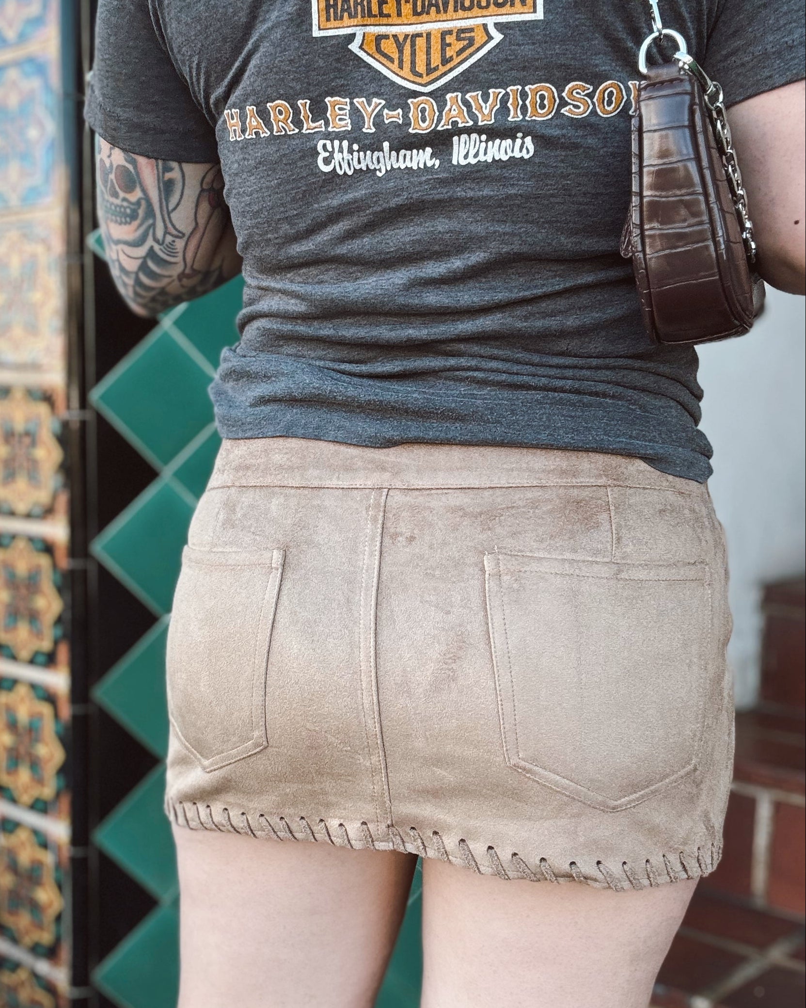 Suede Belted Mini Skirt