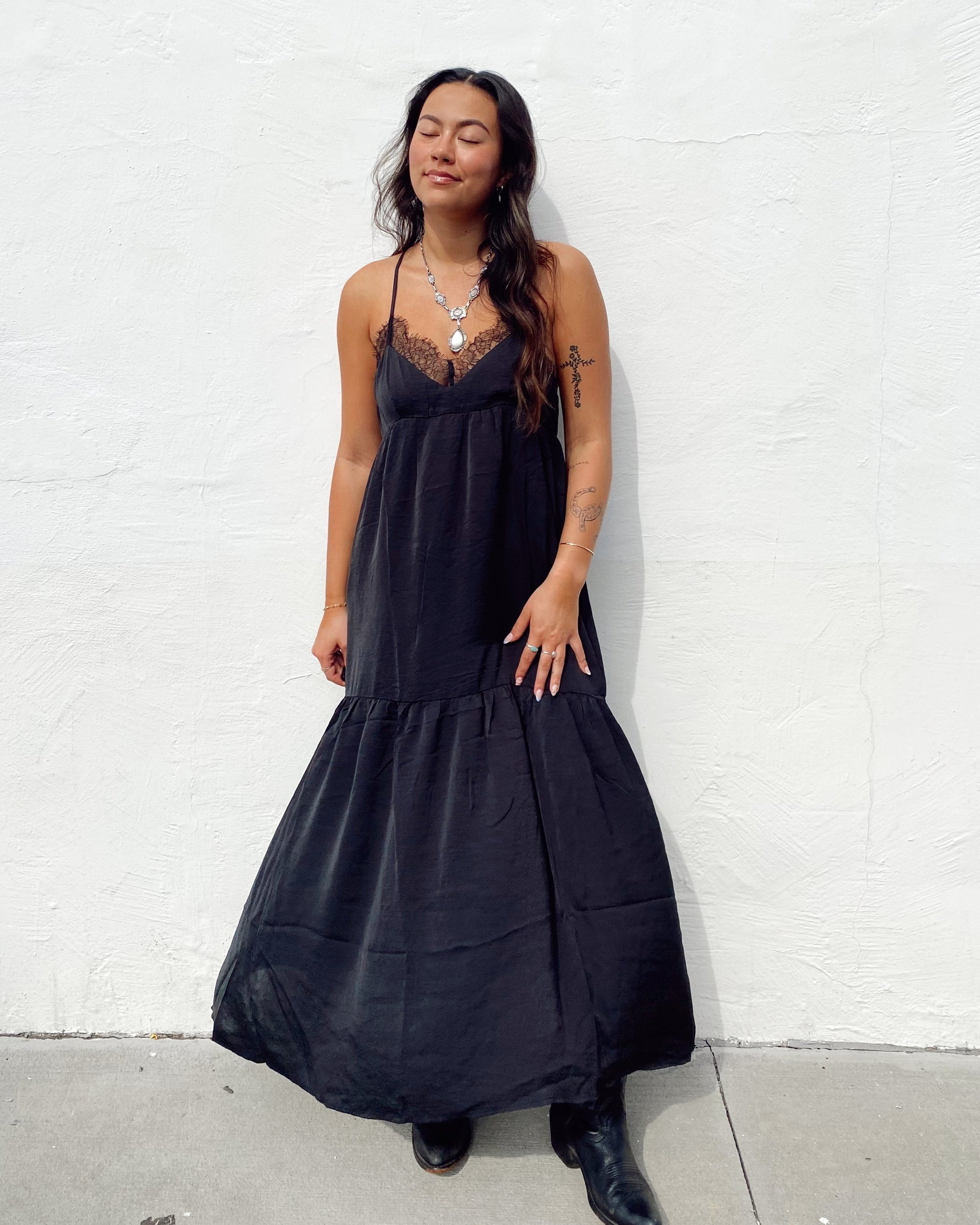 Lace Trim Maxi Dress