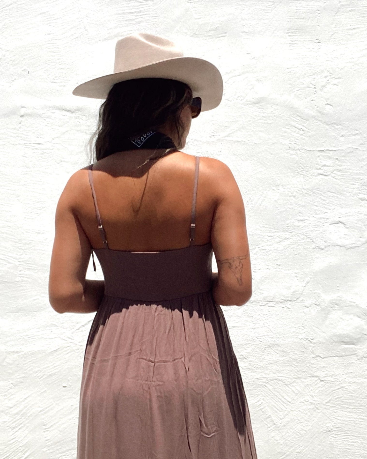 Lace Up Maxi Dress - Mocha - Burnout