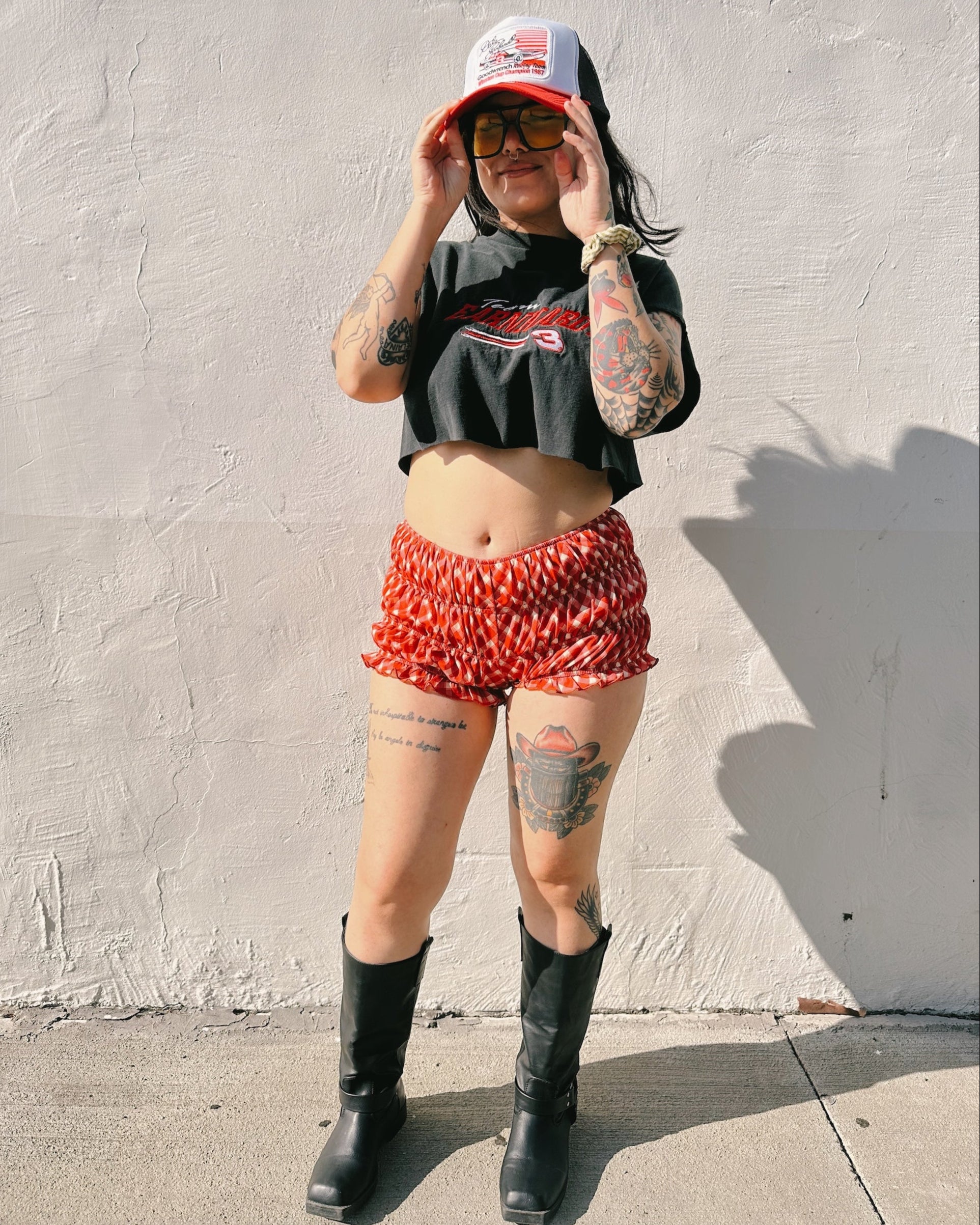 Gingham Bloomer Shorts - Red