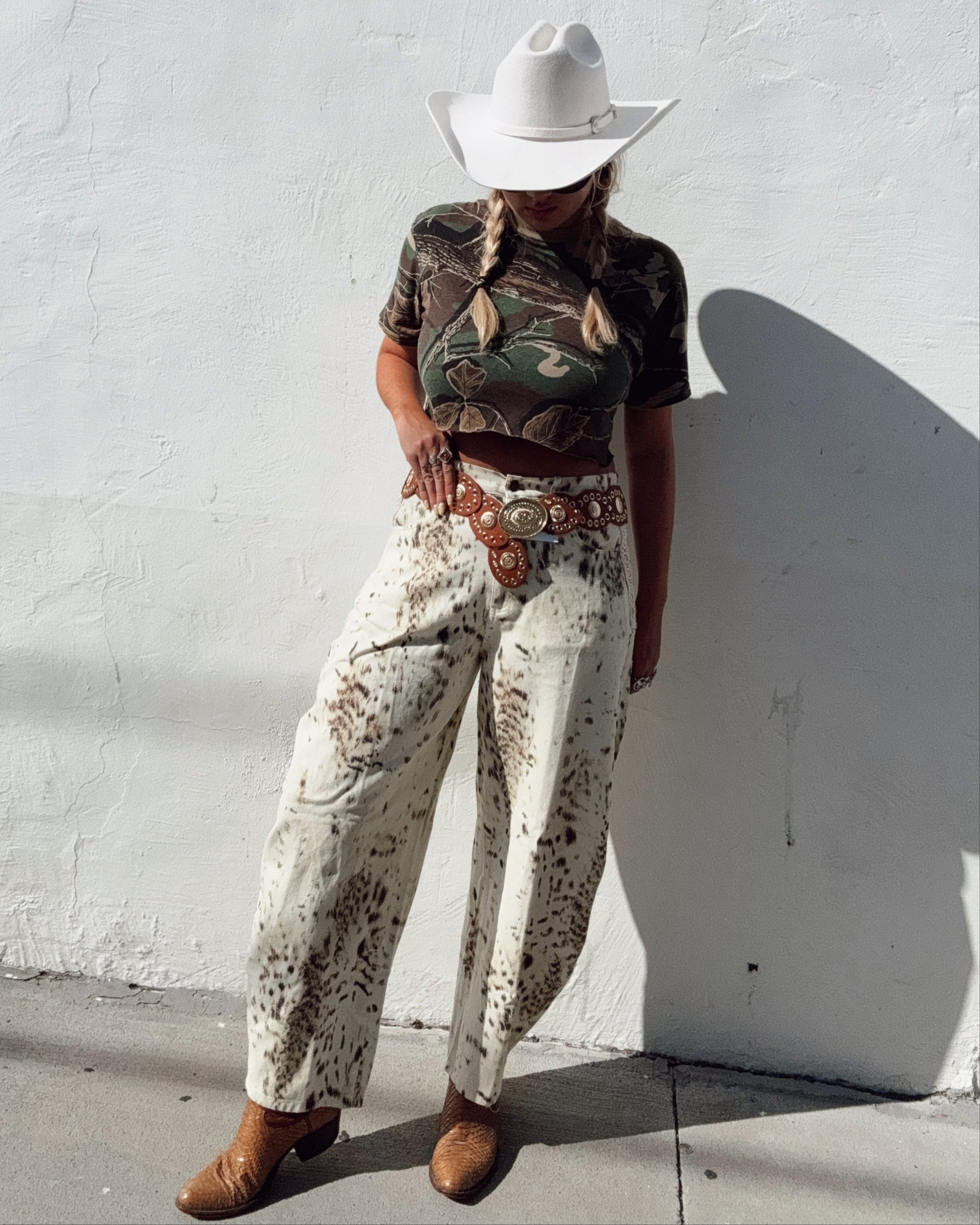 Cowhide Print Jeans