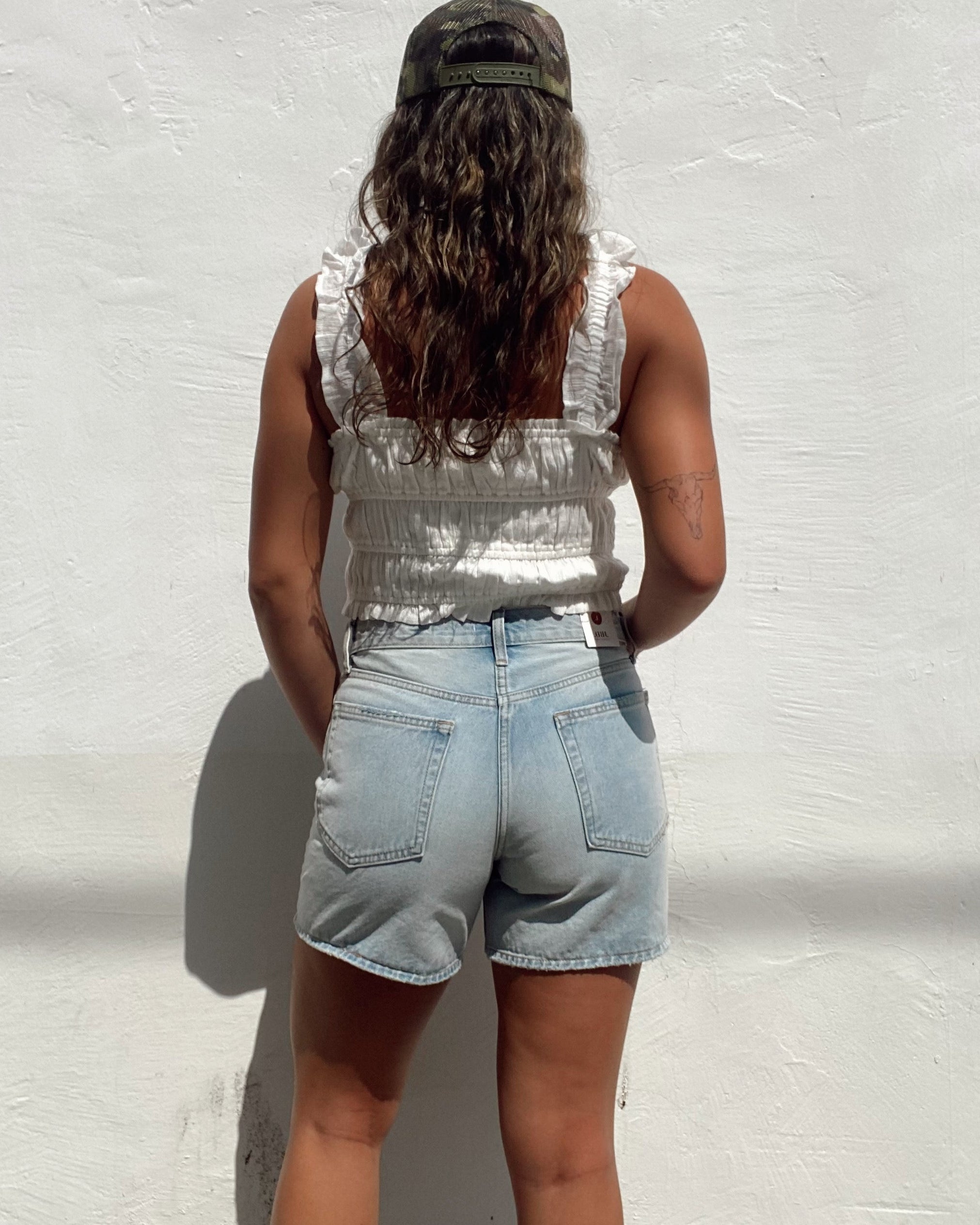 Mid Length Denim Shorts