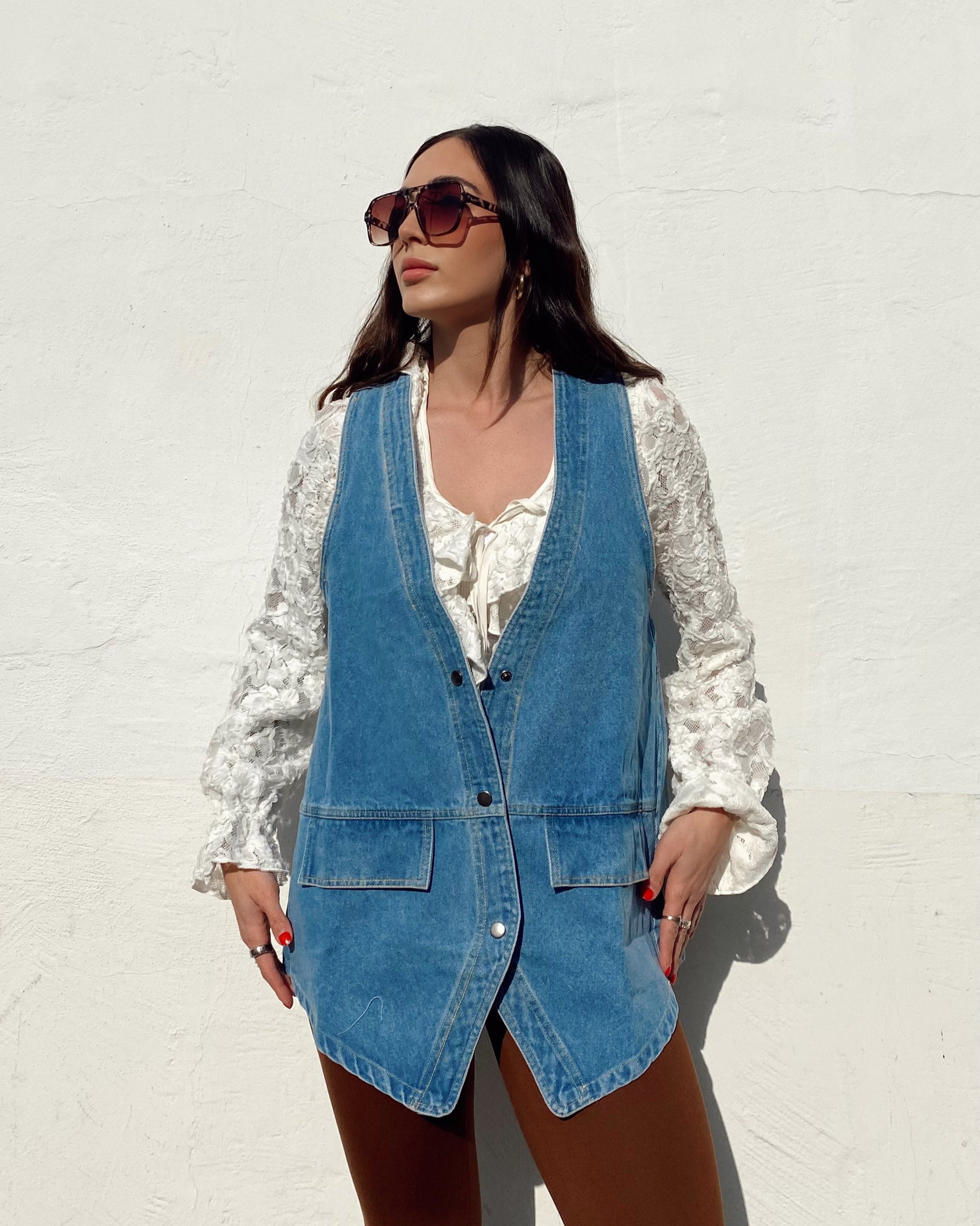 Denim Midi Vest