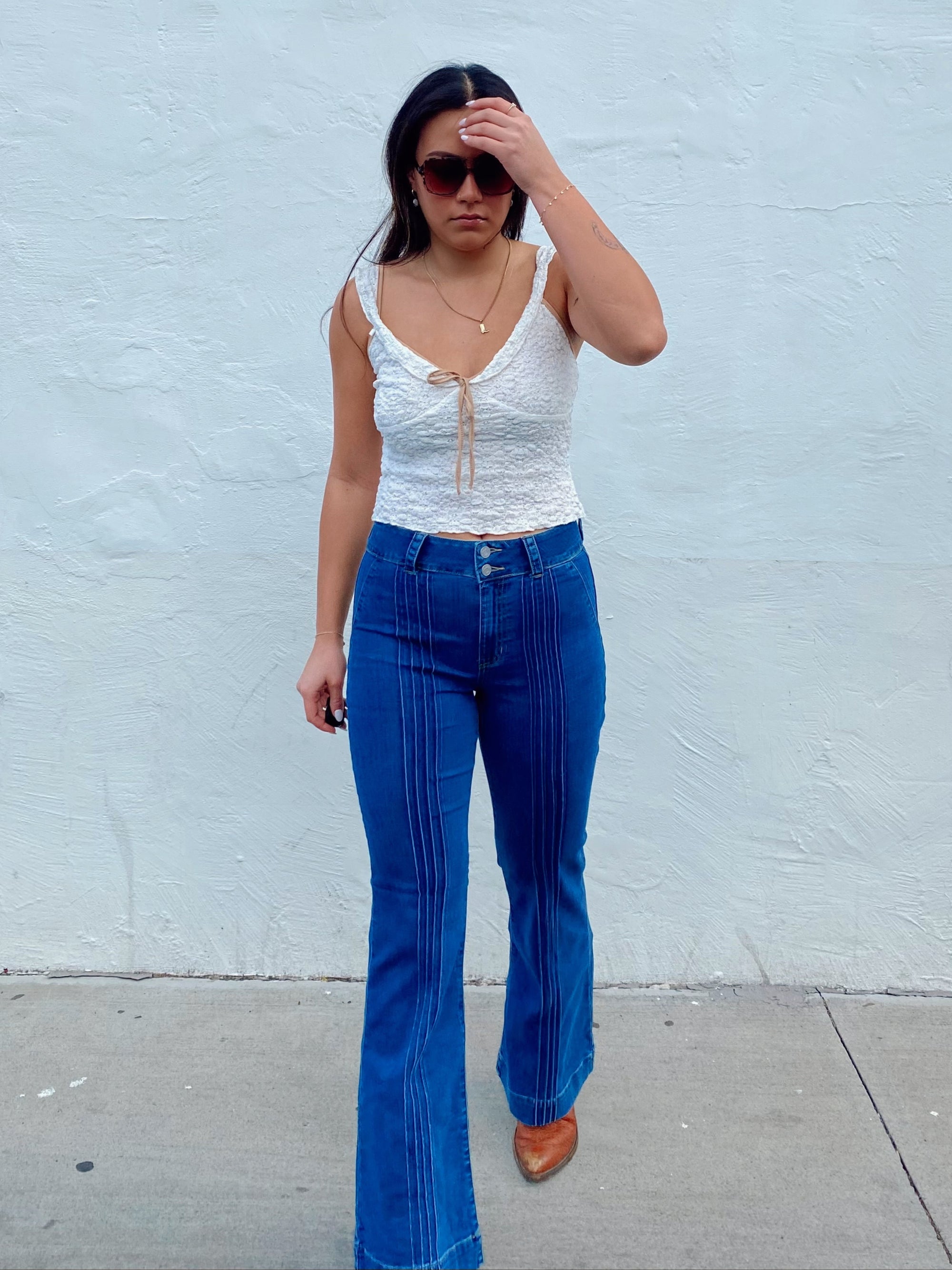 70s Pintuck Flare Jeans