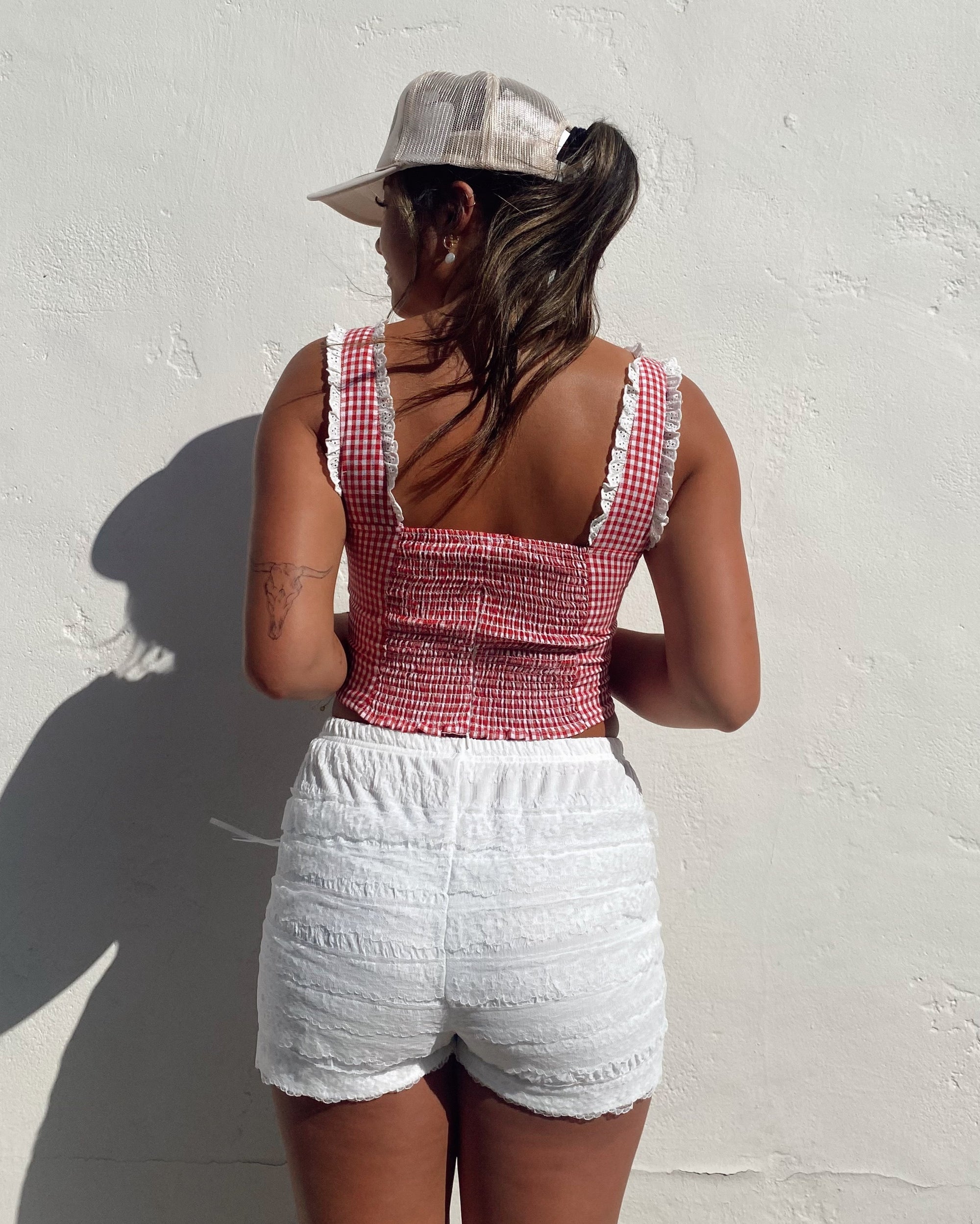 Lace Ruffle Shorts - White