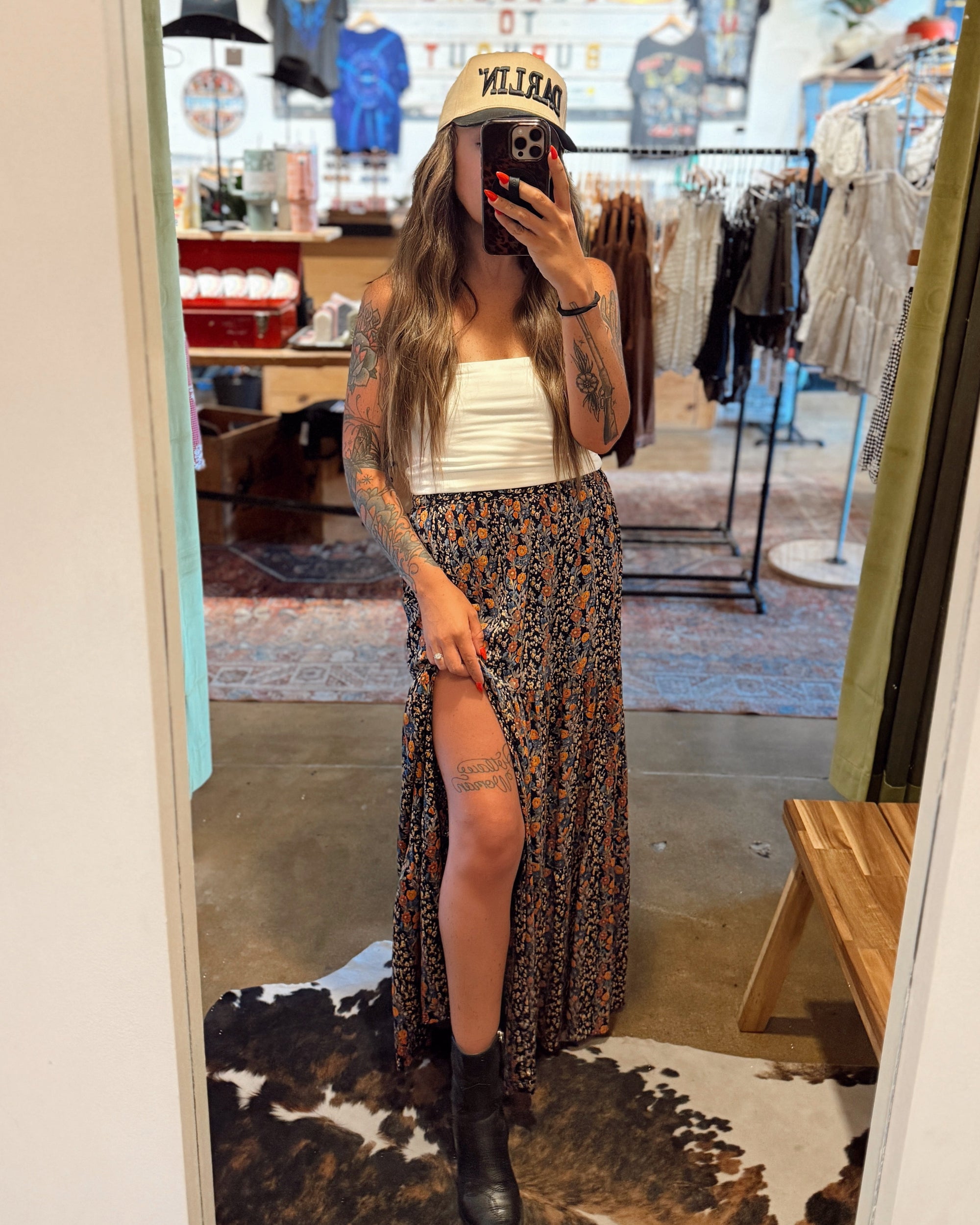 Floral Slit Maxi Skirt