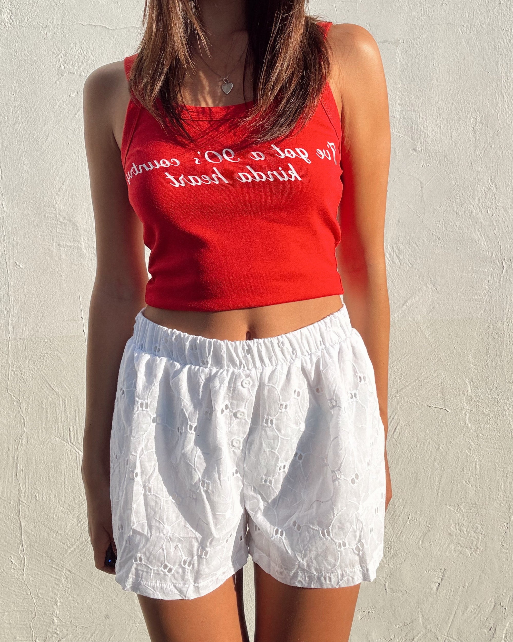 White Eyelet Boxer Shorts