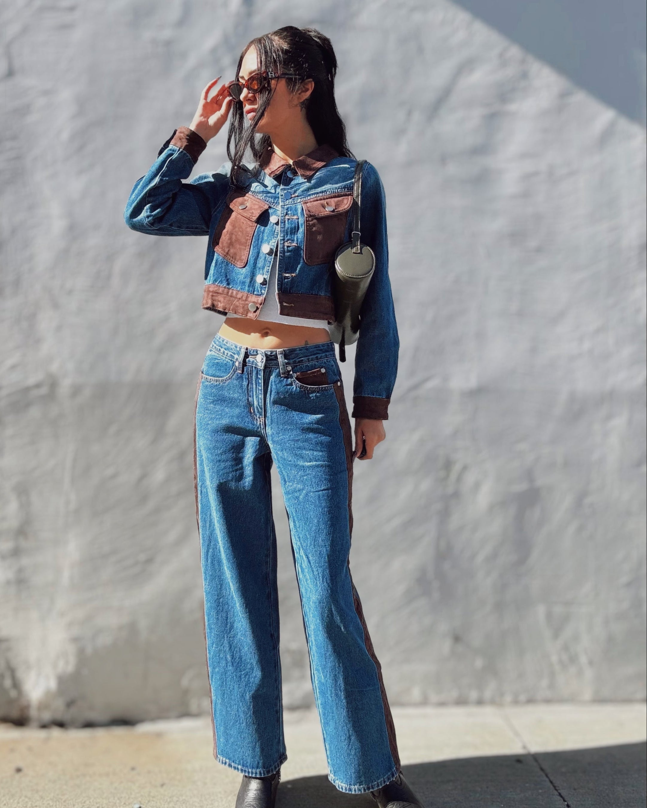 Suede Detail Denim Jacket
