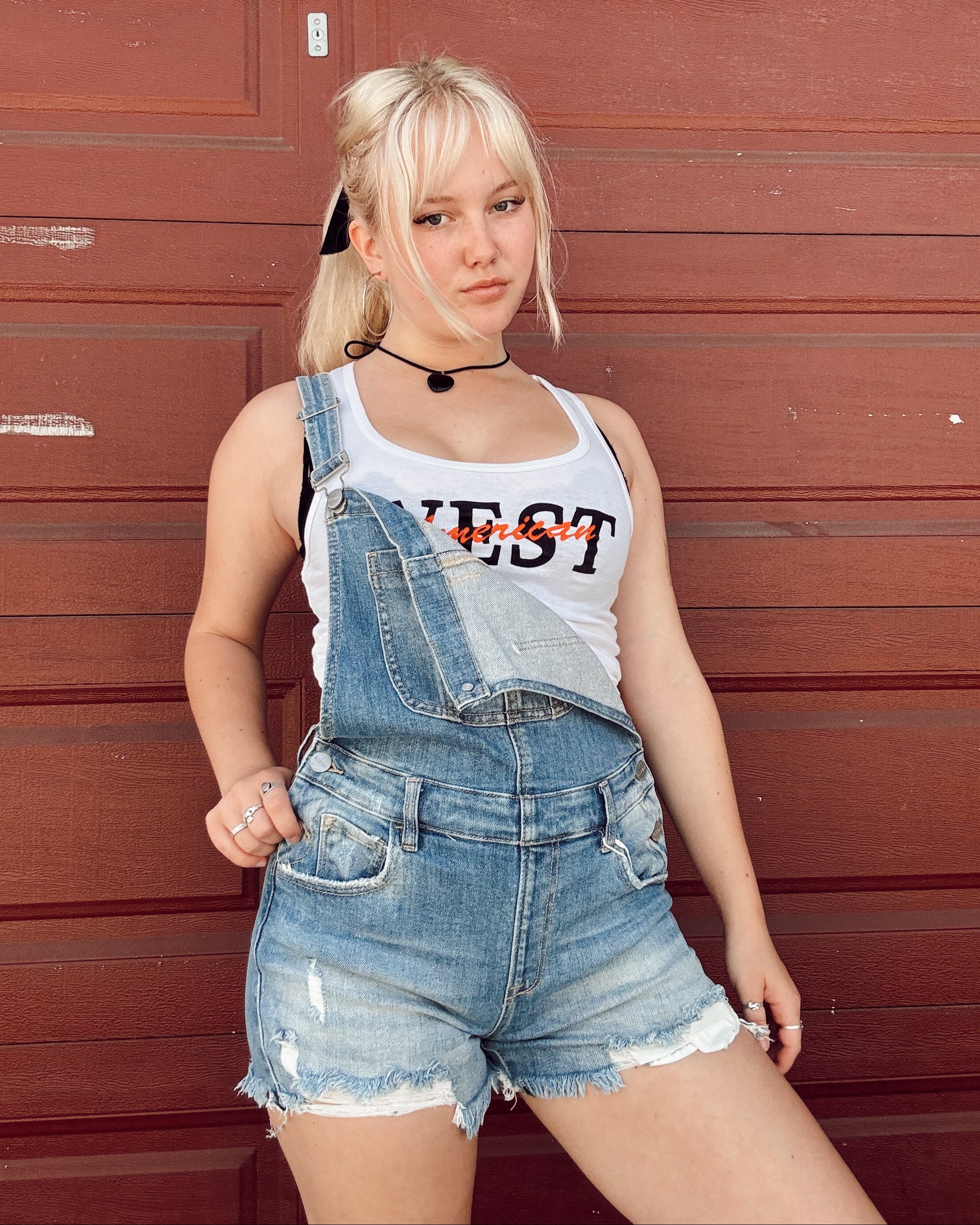 Denim Shortalls - Burnout