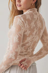 Sheer Lace Layering Top - Cream