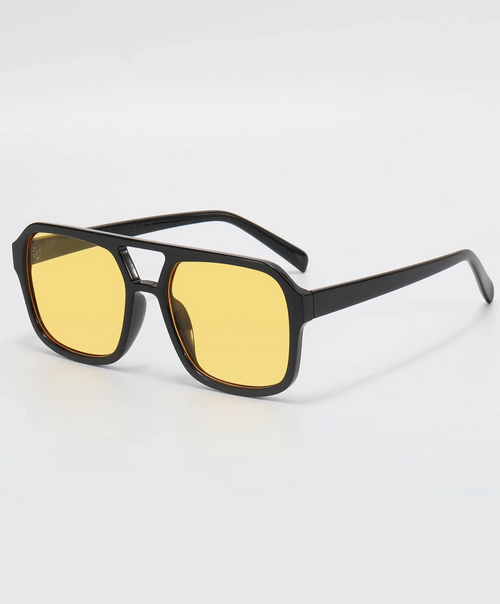 Oversized Square Aviator Sunglasses - Golden Burnout